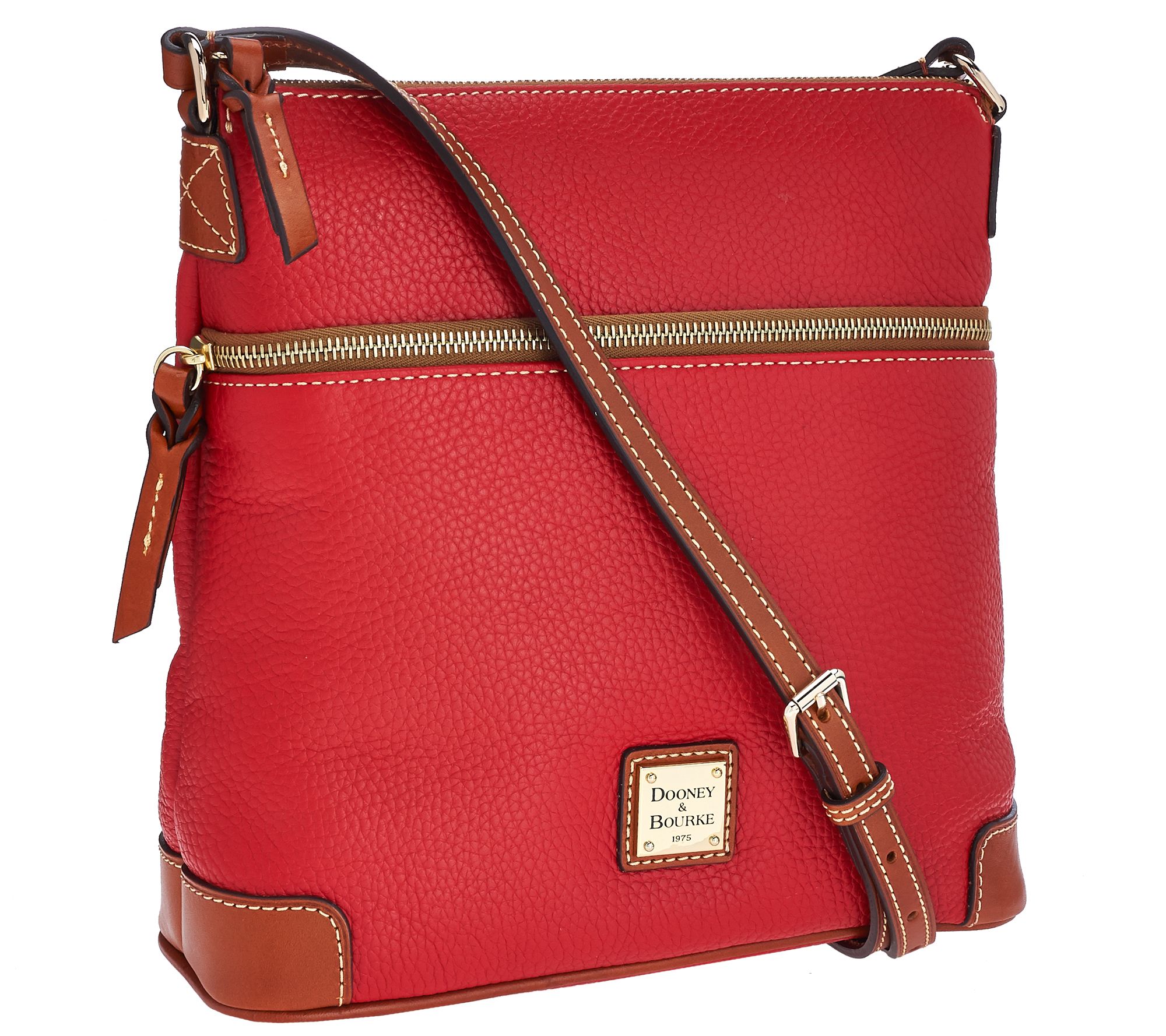 Dooney & Bourke small leather Lexi Crossbody Tomato Red w/Brown Accents