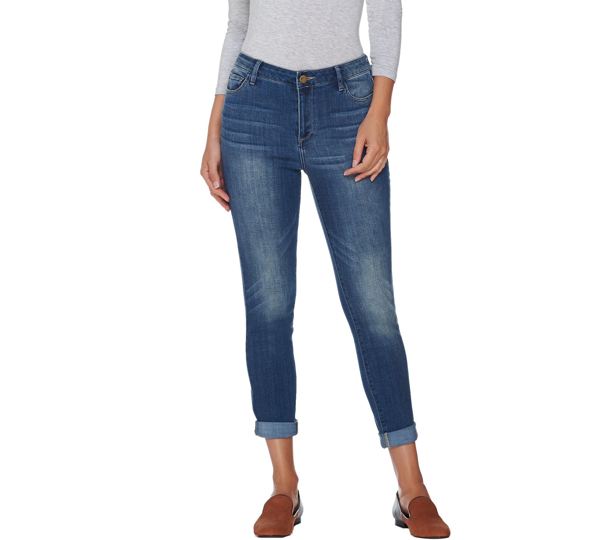 "As Is" LOGO by Lori Goldstein Distressed 5-Pocket Jeans