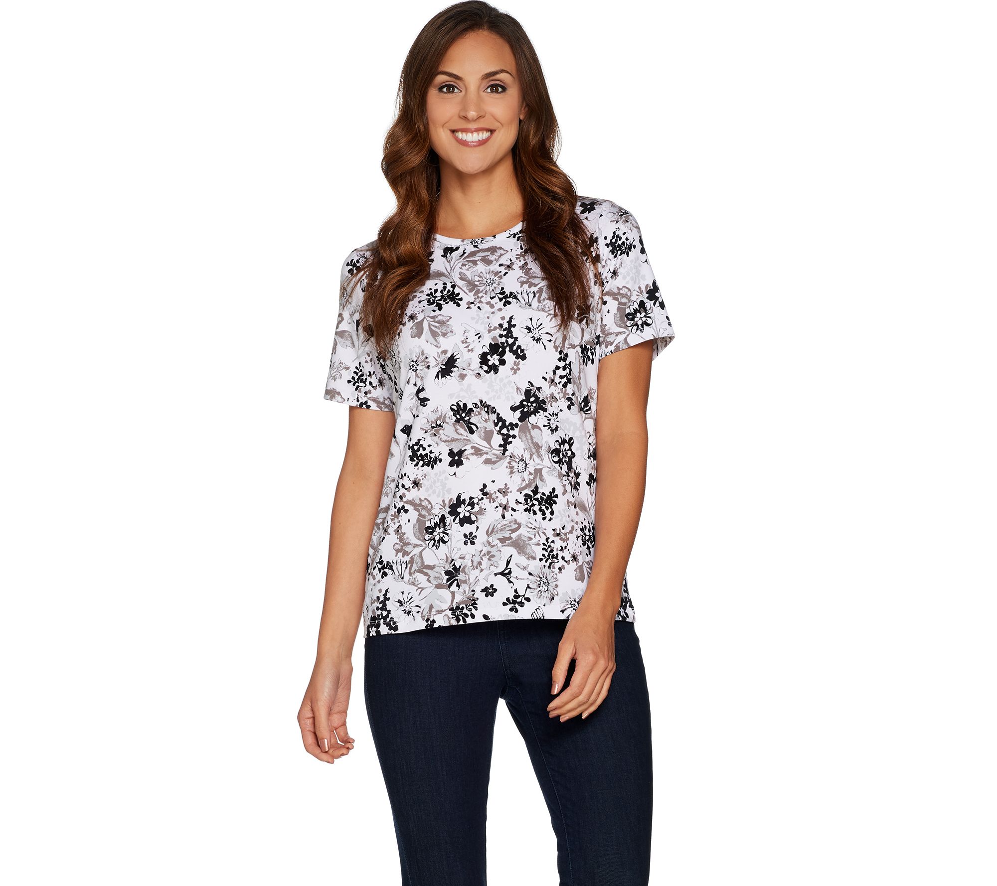 qvc denim and co short sleeve tops