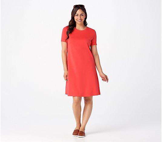 Isaac Mizrahi Live! Pima Cotton Dress with Rolled Sleeves