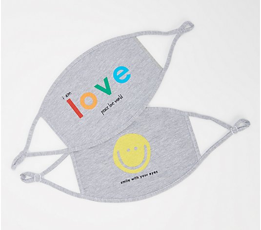 Peace Love World S/2 Adjustable 3-Layer Face Coverings