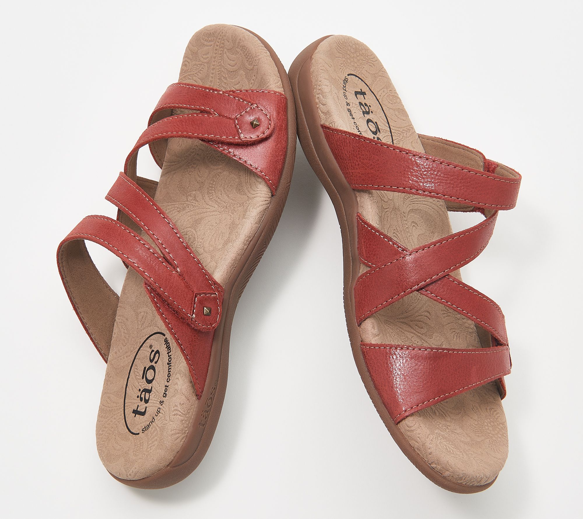 Taos Leather Asymmetrical Slide Sandals - Double U 