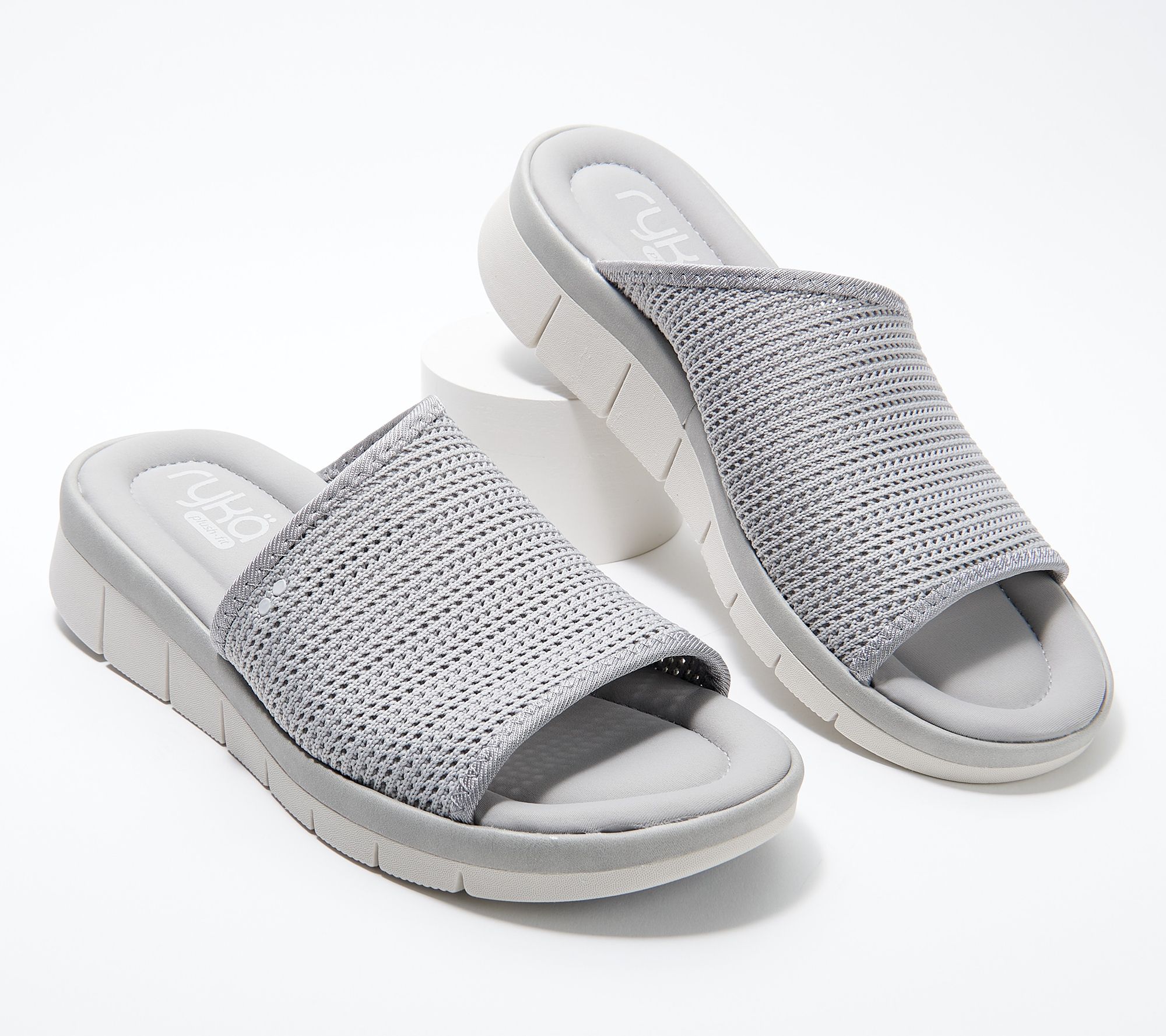 Ryka Knit Slide Sandals with Plush Fit - Ellie