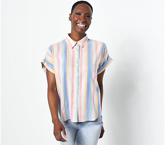 Candace Cameron Bure Sunset Stripe Short-Sleeve Shirt