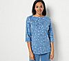 Denim & Co. Printed Perfect Jersey Boat Neck 3/4 Sleeve Tunic