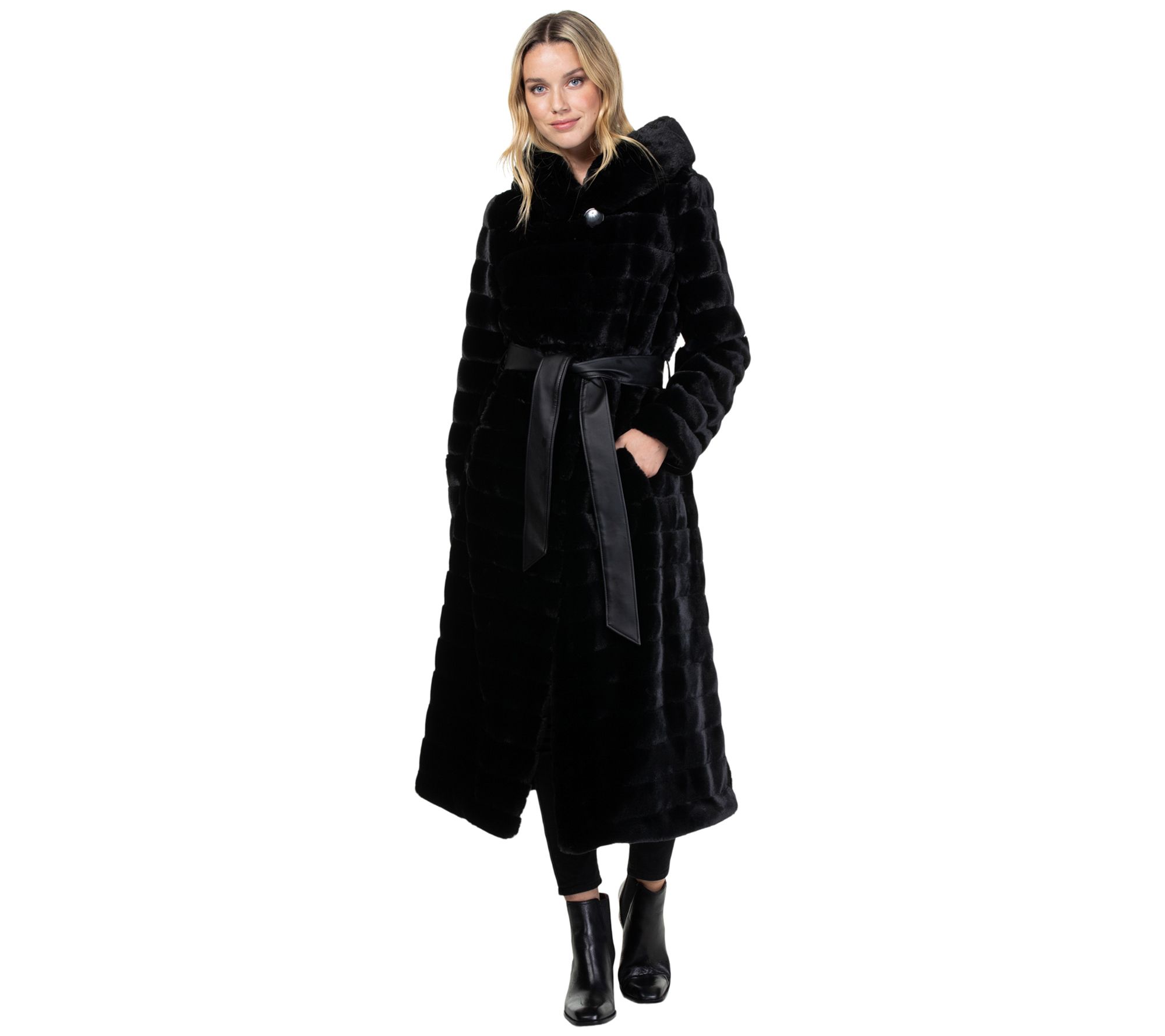 Nuage Luxuries Maxi Faux Fur Coat with Hood - QVC.com