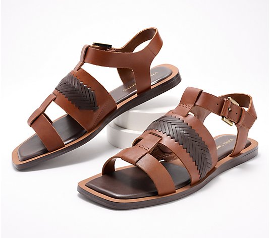 Vince Camuto Leather Woven Sandals - Bachelen - QVC.com