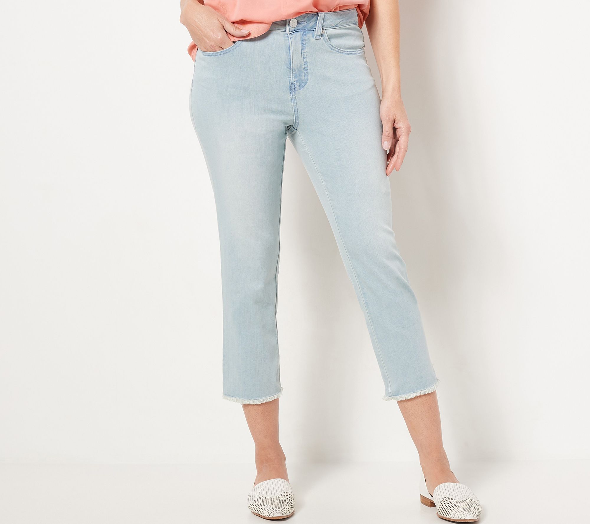 "As Is" Belle by Kim Gravel Primabelle Crop Jeans with Frayed Hem
