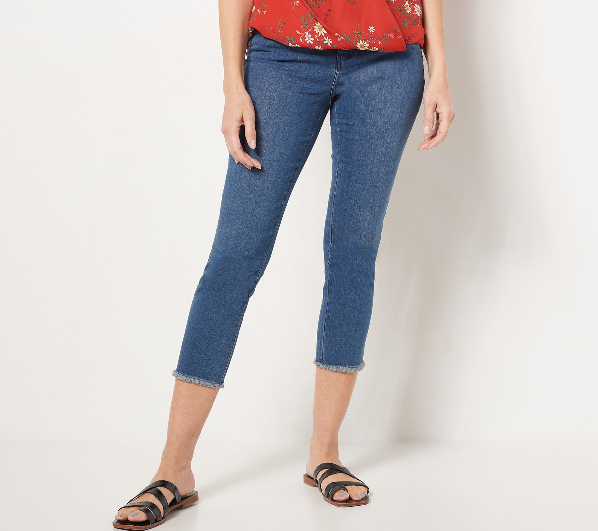 "As Is" Belle by Kim Gravel Primabelle Crop Jeans with Frayed Hem
