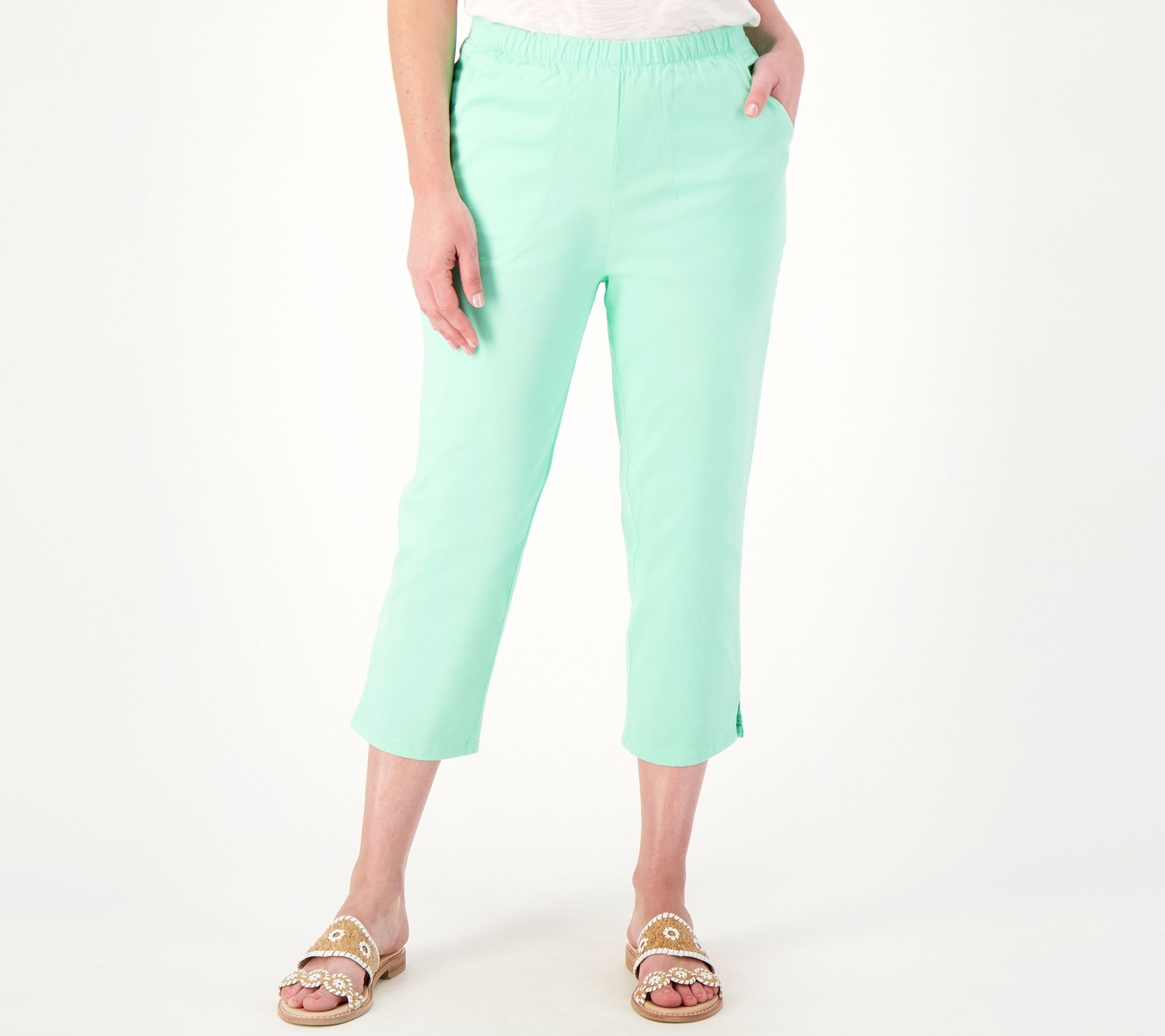 Denim & Co. Regular Original Waist Side Pocket Crop Pant-Core