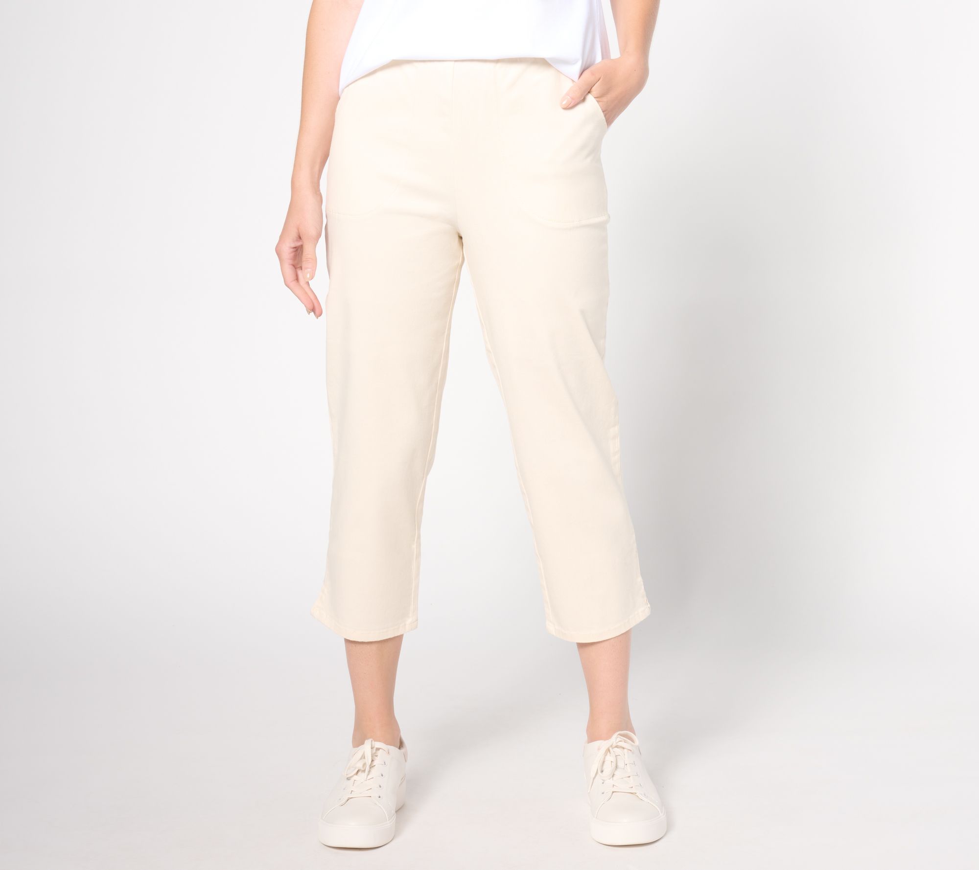 Denim & Co. Regular Original Waist Side Pocket Crop Pant-Core