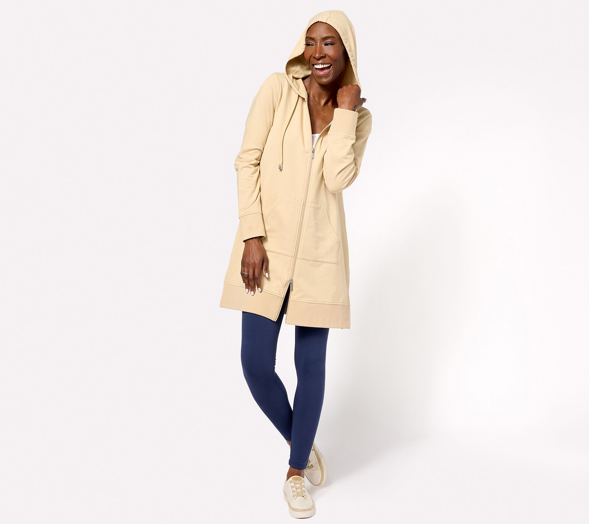 Denim & Co. Active French Terry Regular Hooded ZipFront Denim & Co. Active French Terry Regular Hooded ZipFront