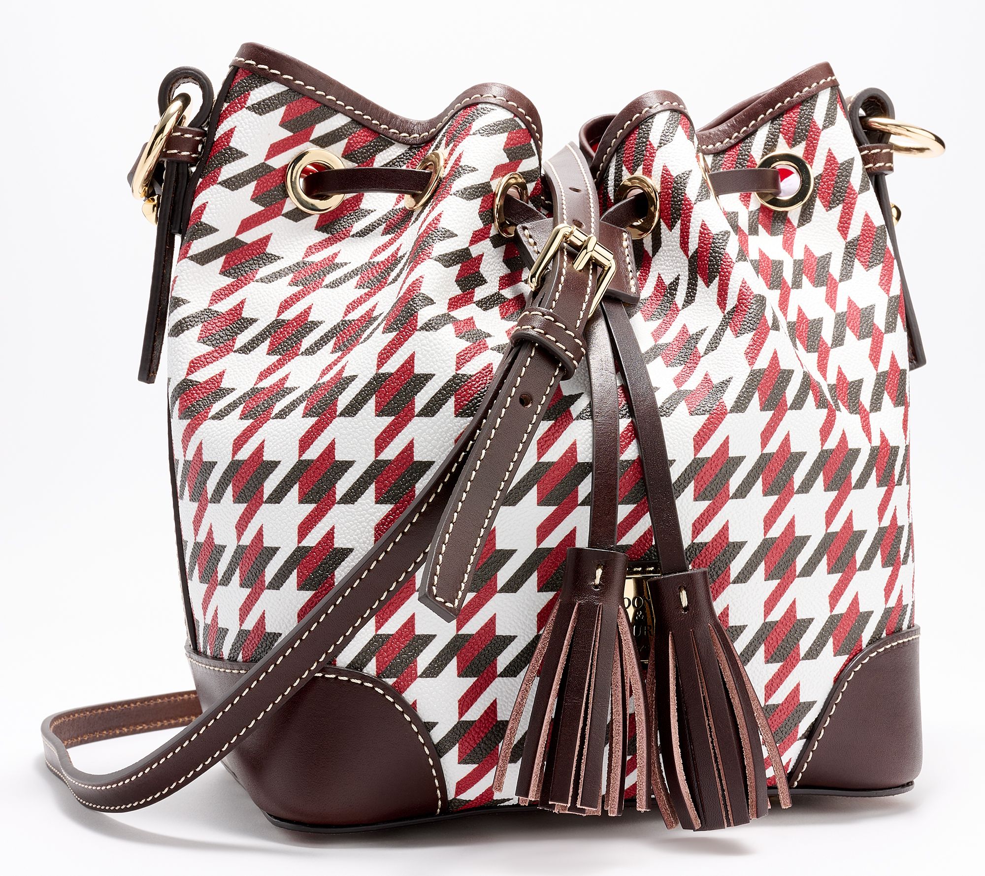 FR Fashion Co. 21 Women's Leather Checkered Print Duffle Bag 