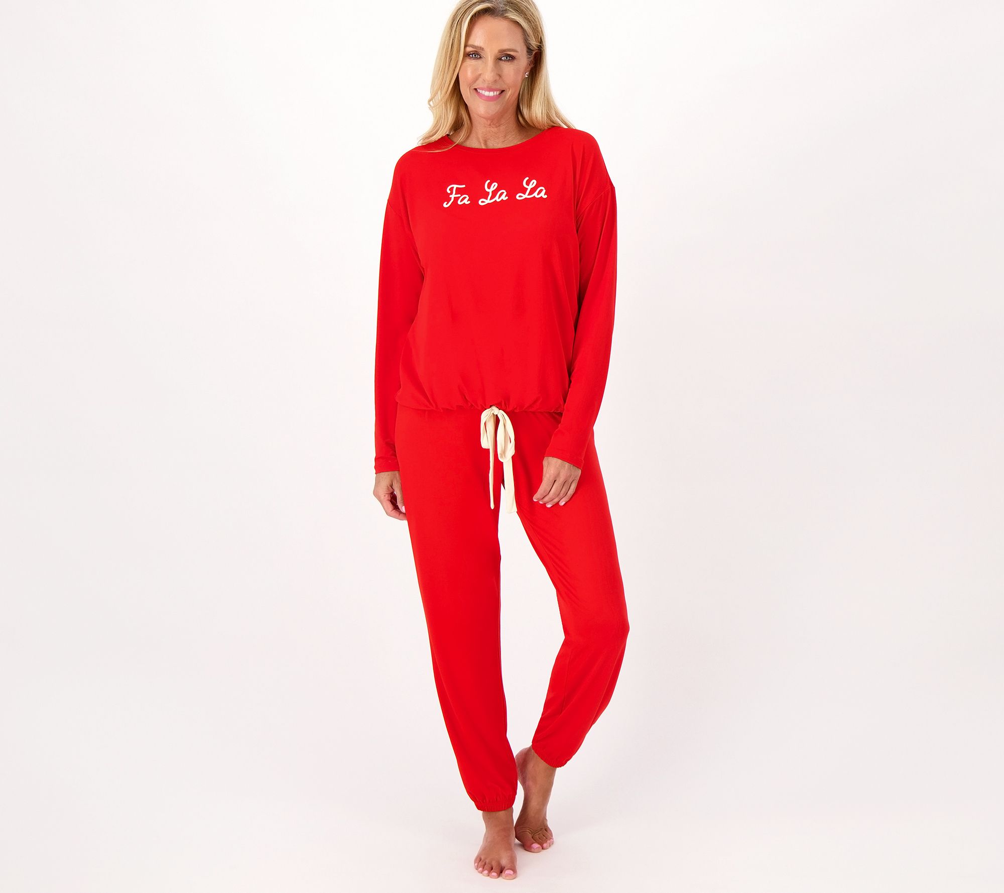 "As Is" AnyBody Petite Lush Jersey Winter Script Lounge Set