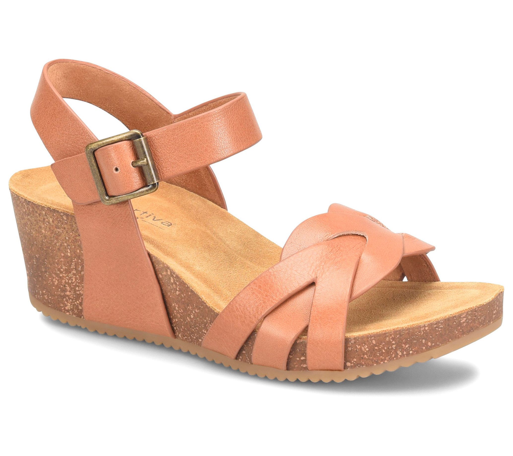 Comfortiva Braided Leather Wedge Sandal- Erena