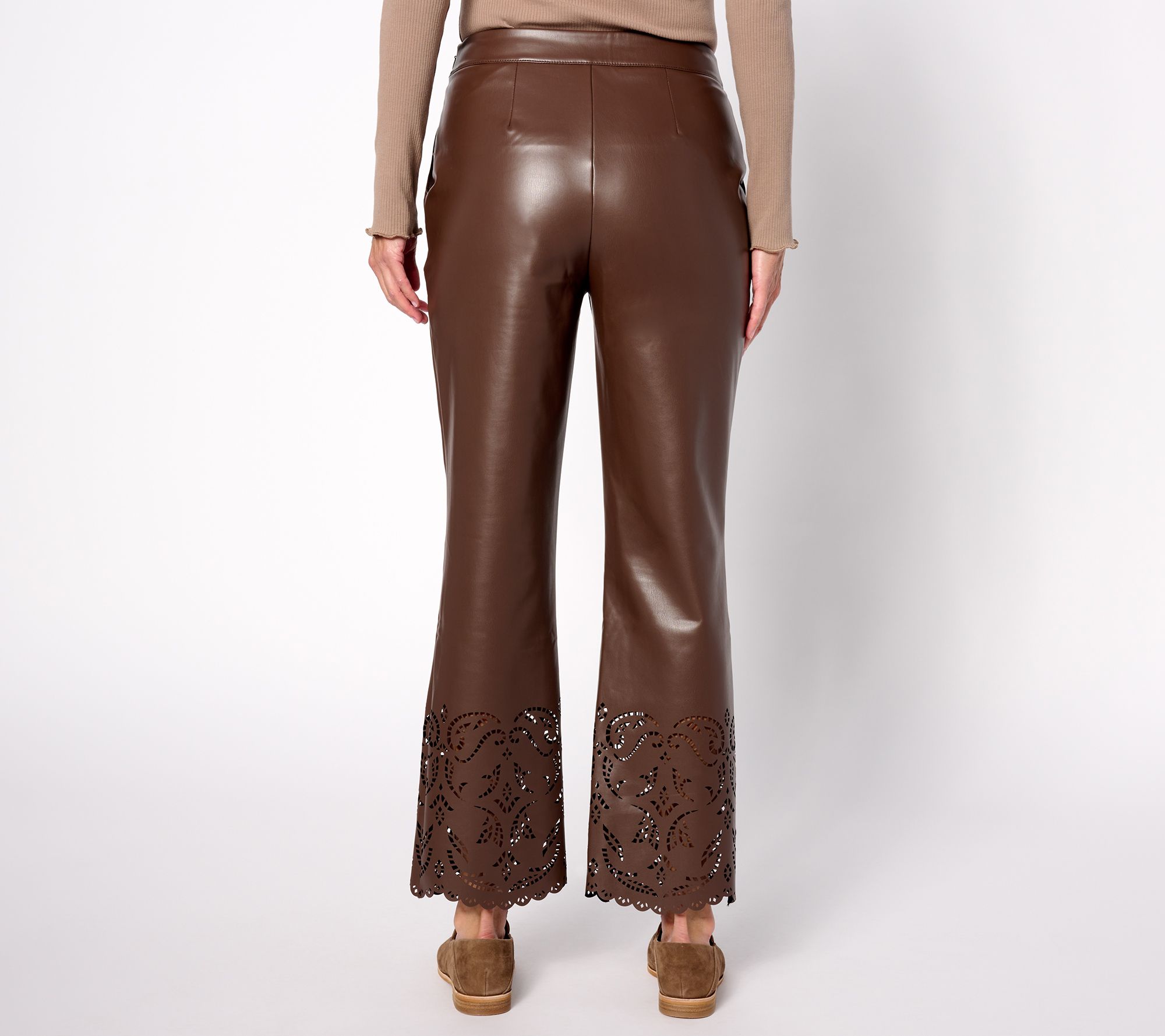 Isaac Mizrahi Live! Tall Perforated Hem Faux Leather Pants - QVC.com