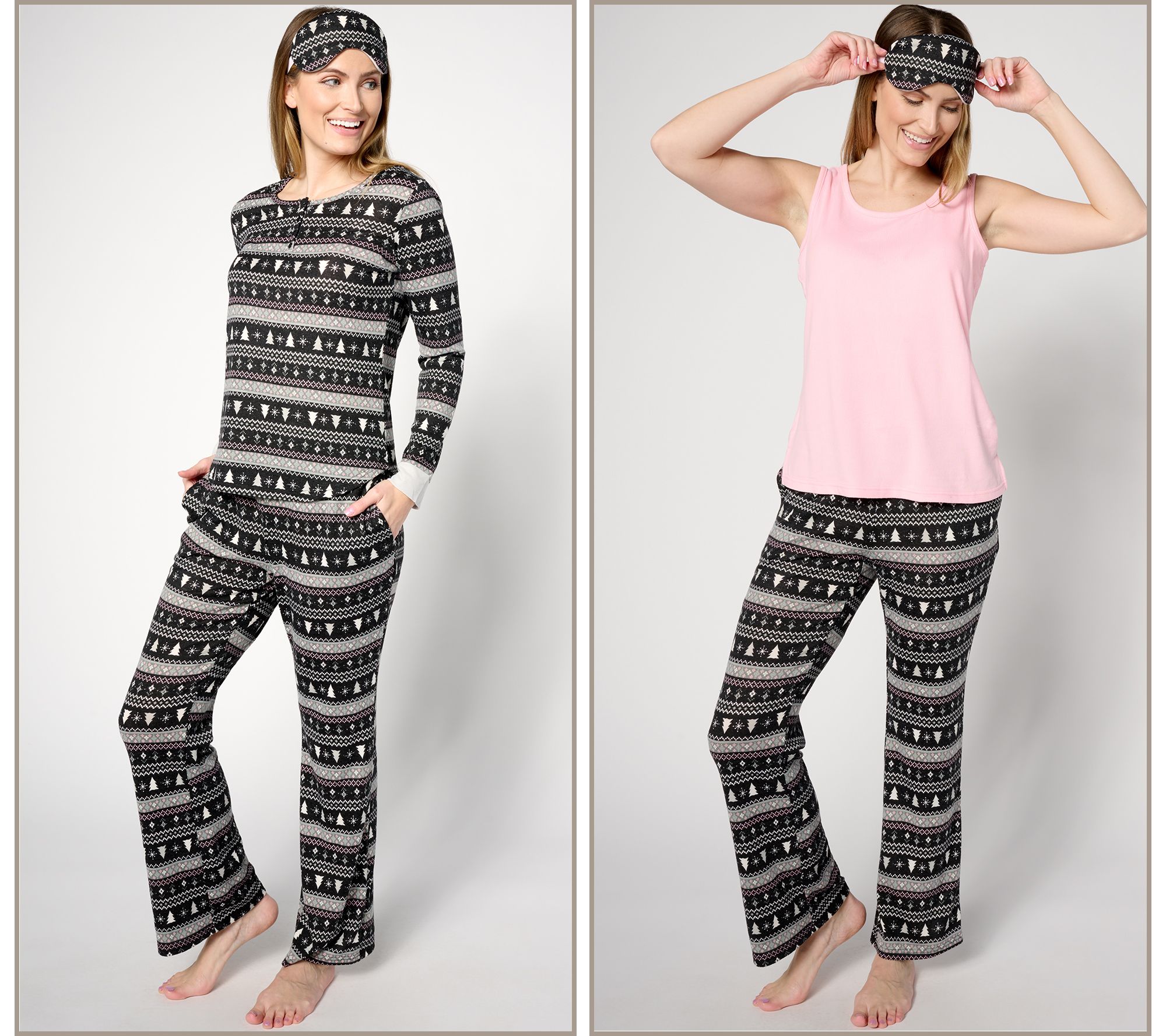Lands' End Women's Knit Top & Flannel Pants Pajama Set 