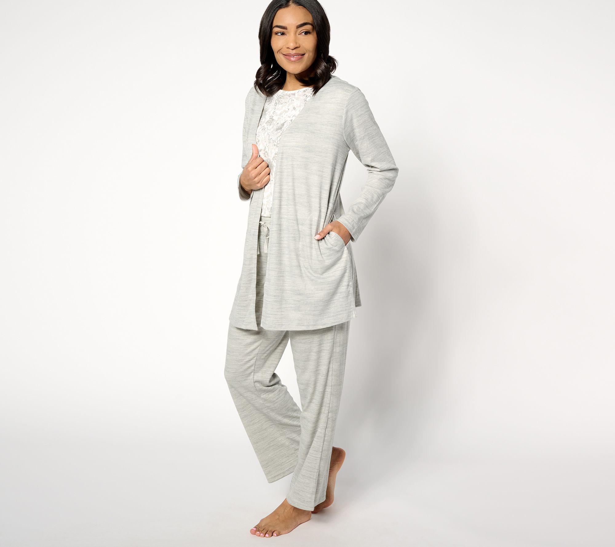 MUK LUKS Regular Ribbed & Cloud Knit 3 - Piece Lounge Set