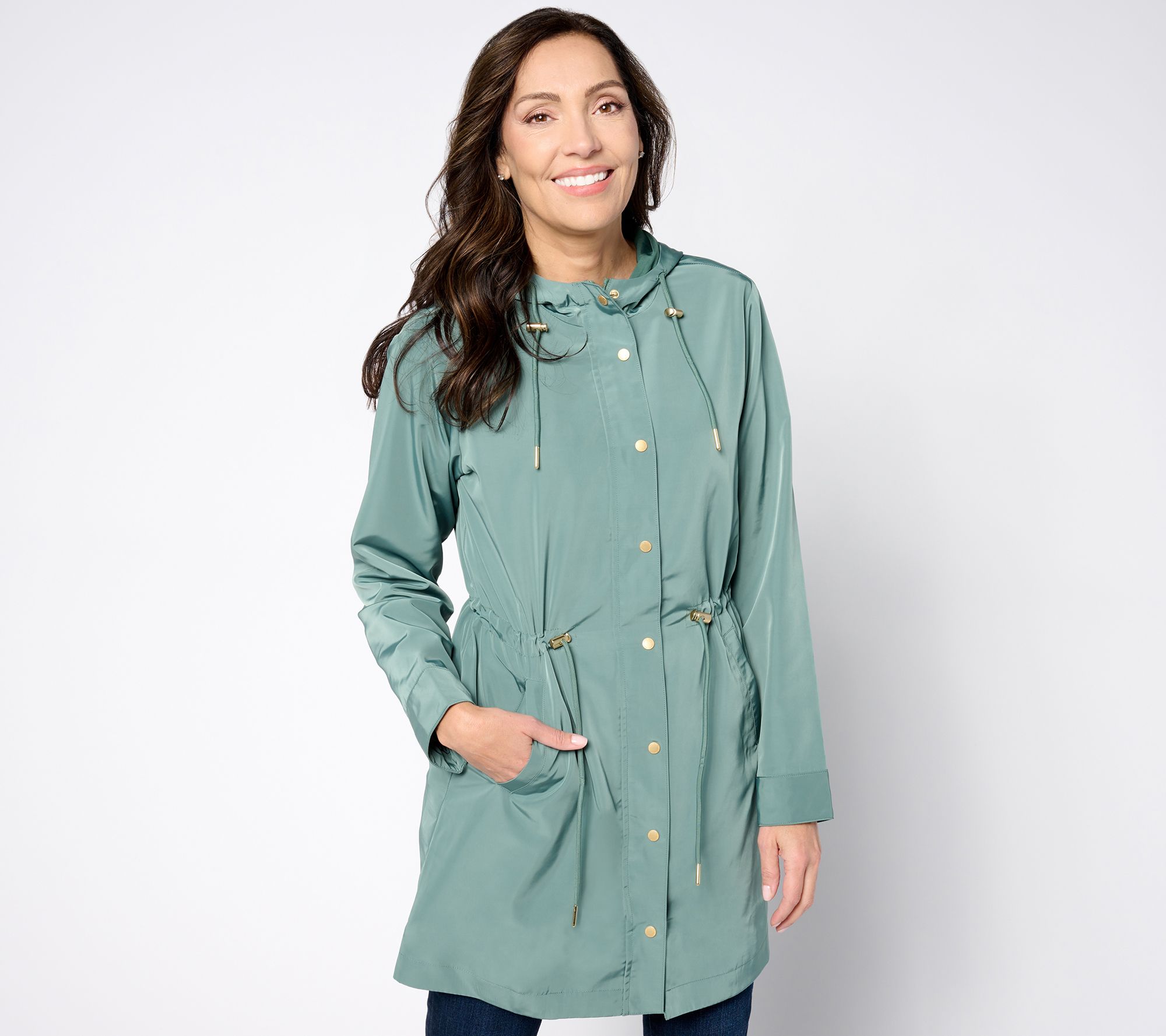 Susan Graver Petite Water Resistant Anorak Jacket with Hood 
