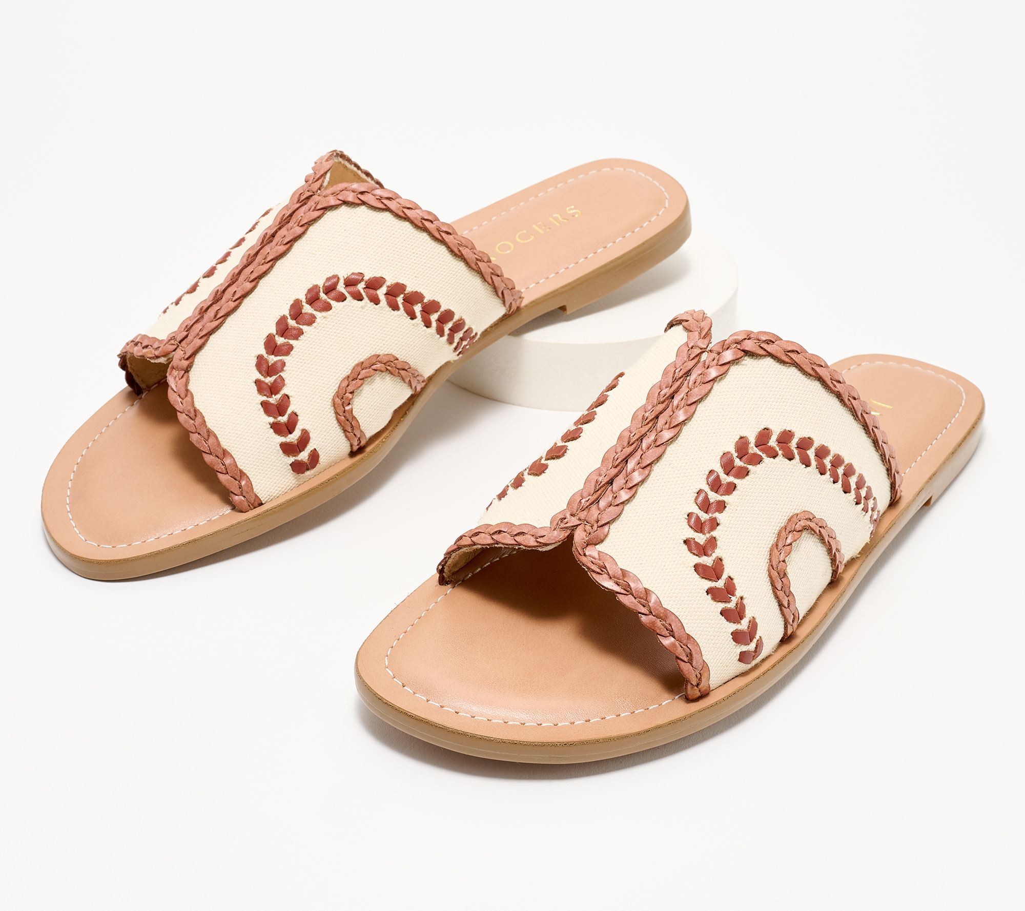 "As Is" Jack Rogers Leather Braided Flat Sandals- Seagate
