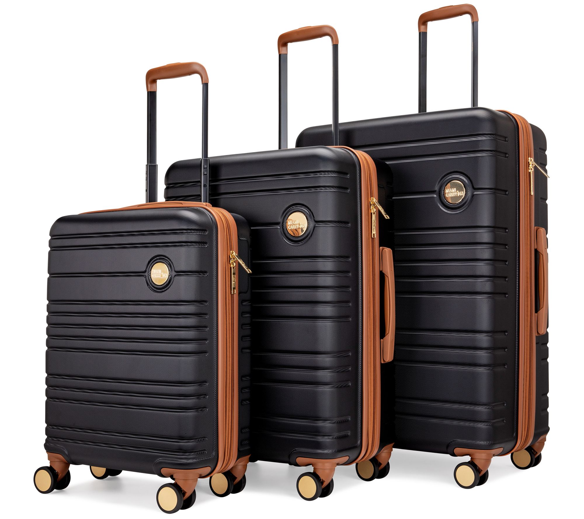 Timberland 3 Piece Hardside Spinner Luggage Suitcase Set in Black