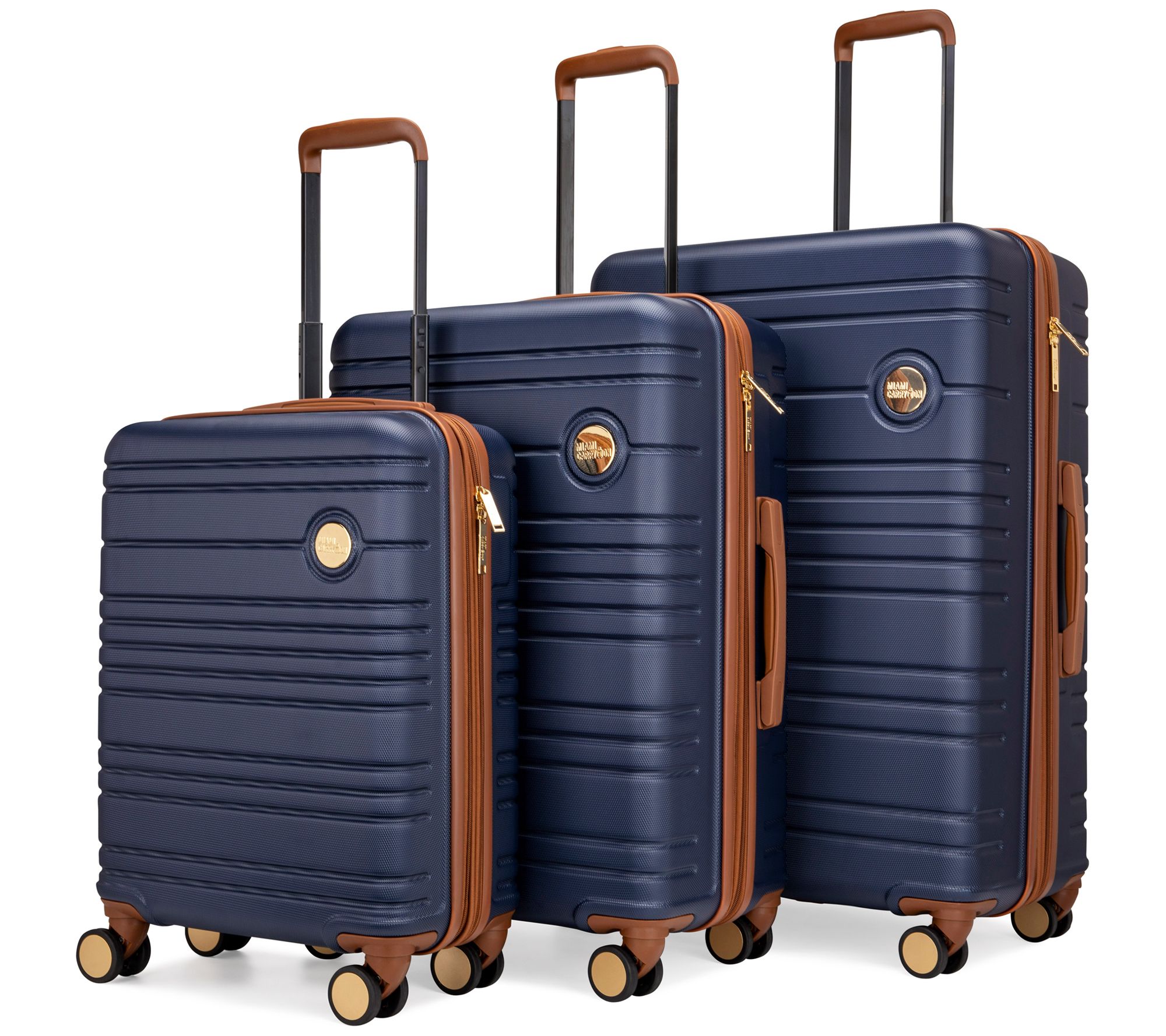 Miami CarryOn Brickell 3 pc Expandable Retro Spinner Luggage