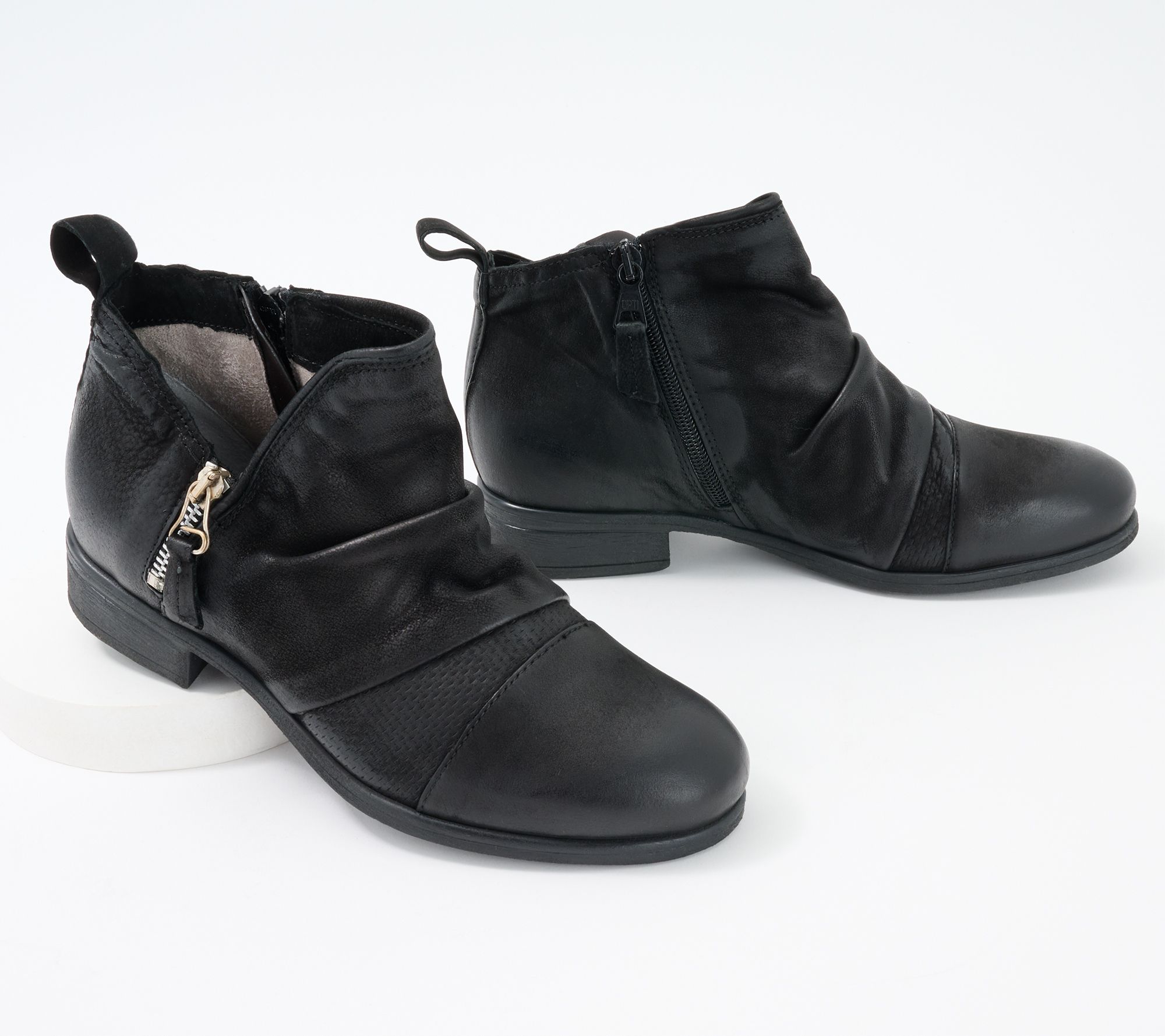 "As Is" Miz Mooz Leather Side Zip Ankle Boots - Slinky