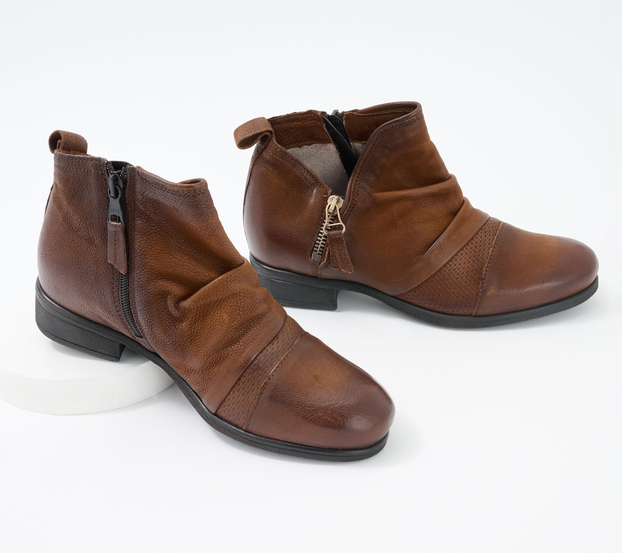 "As Is" Miz Mooz Leather Side Zip Ankle Boots - Slinky