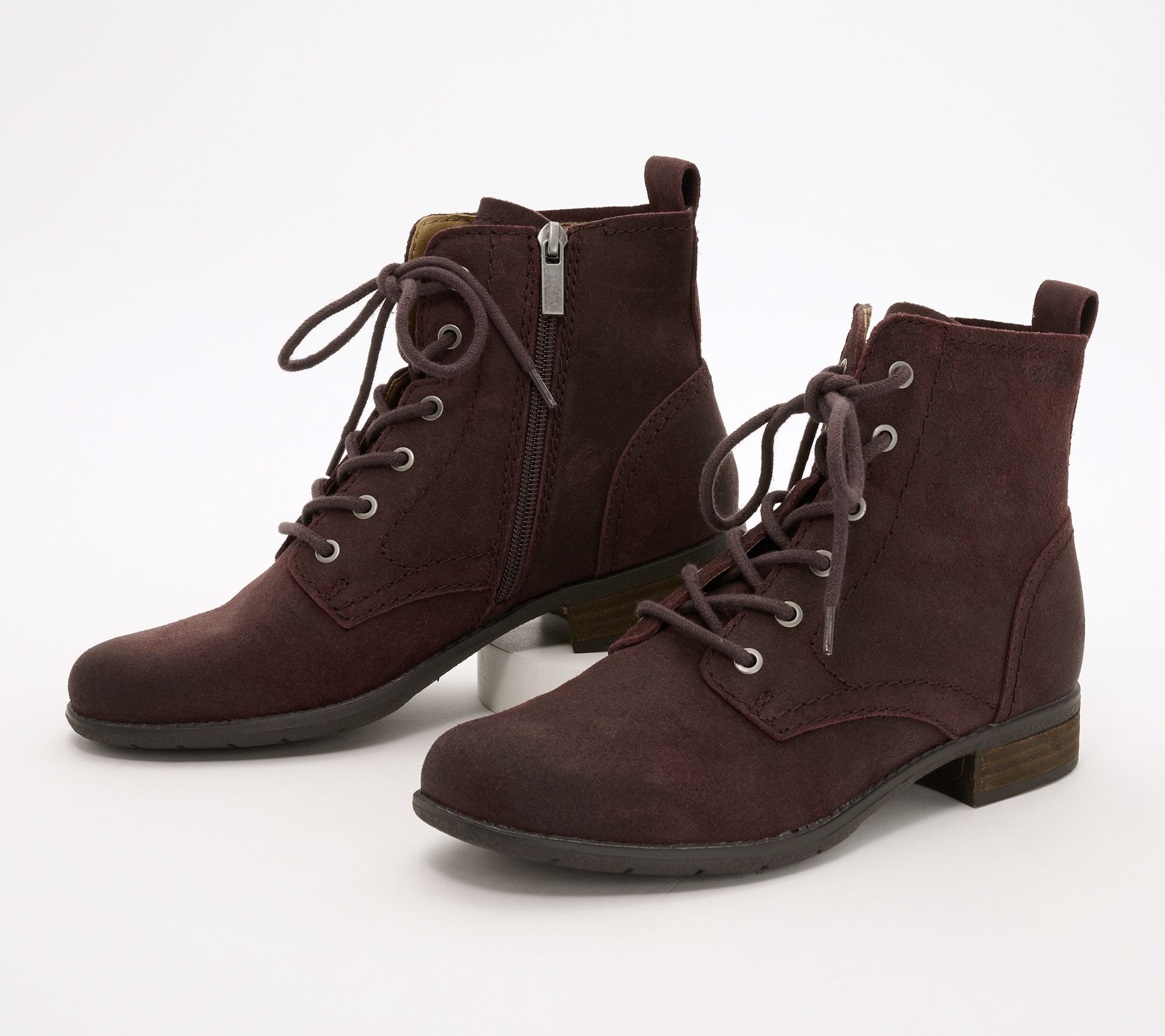As Is Earth Leather Lace-Up Ankle Boots- Janel 