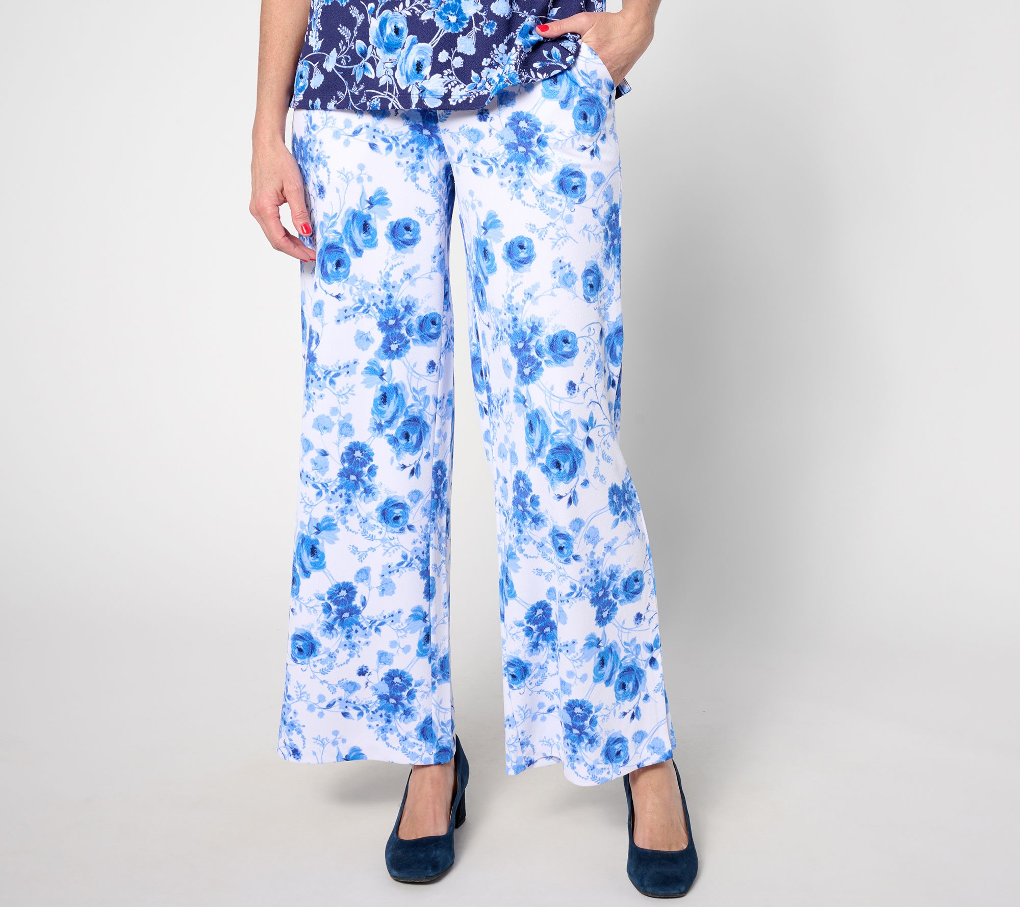Isaac Mizrahi Live! Petite Printed Pebble Knit Statement Pants