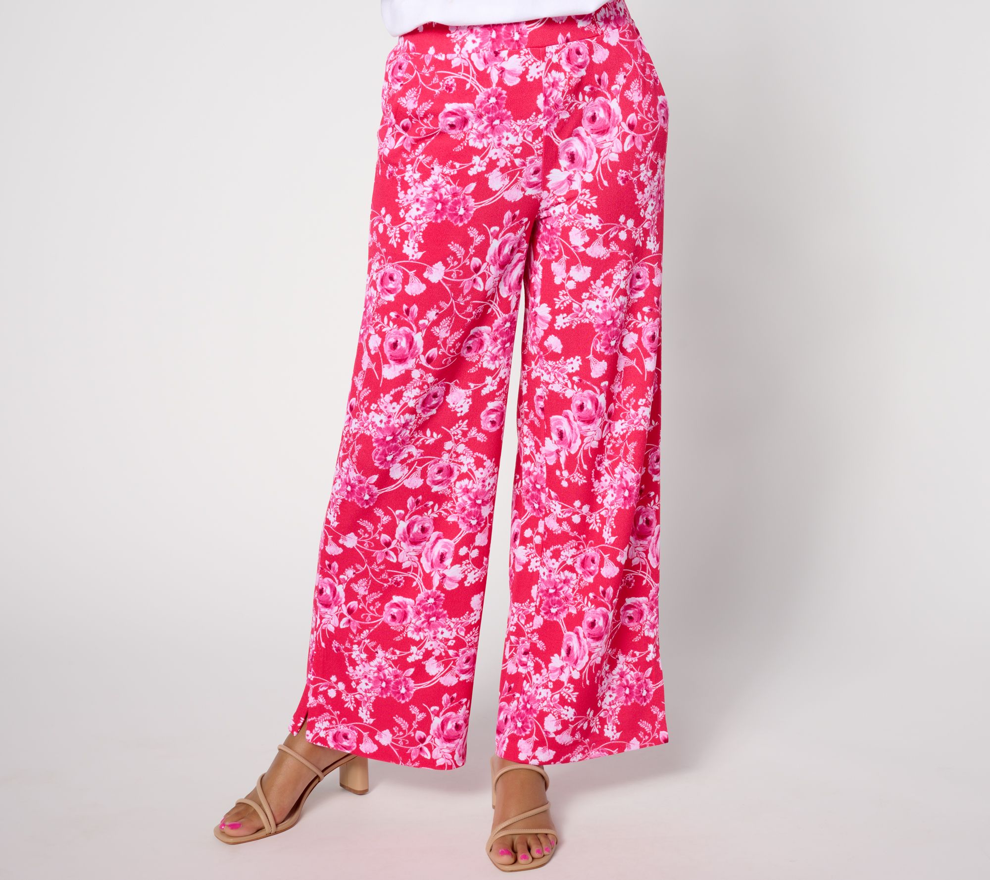 Isaac Mizrahi Live! Petite Printed Pebble Knit Statement Pants