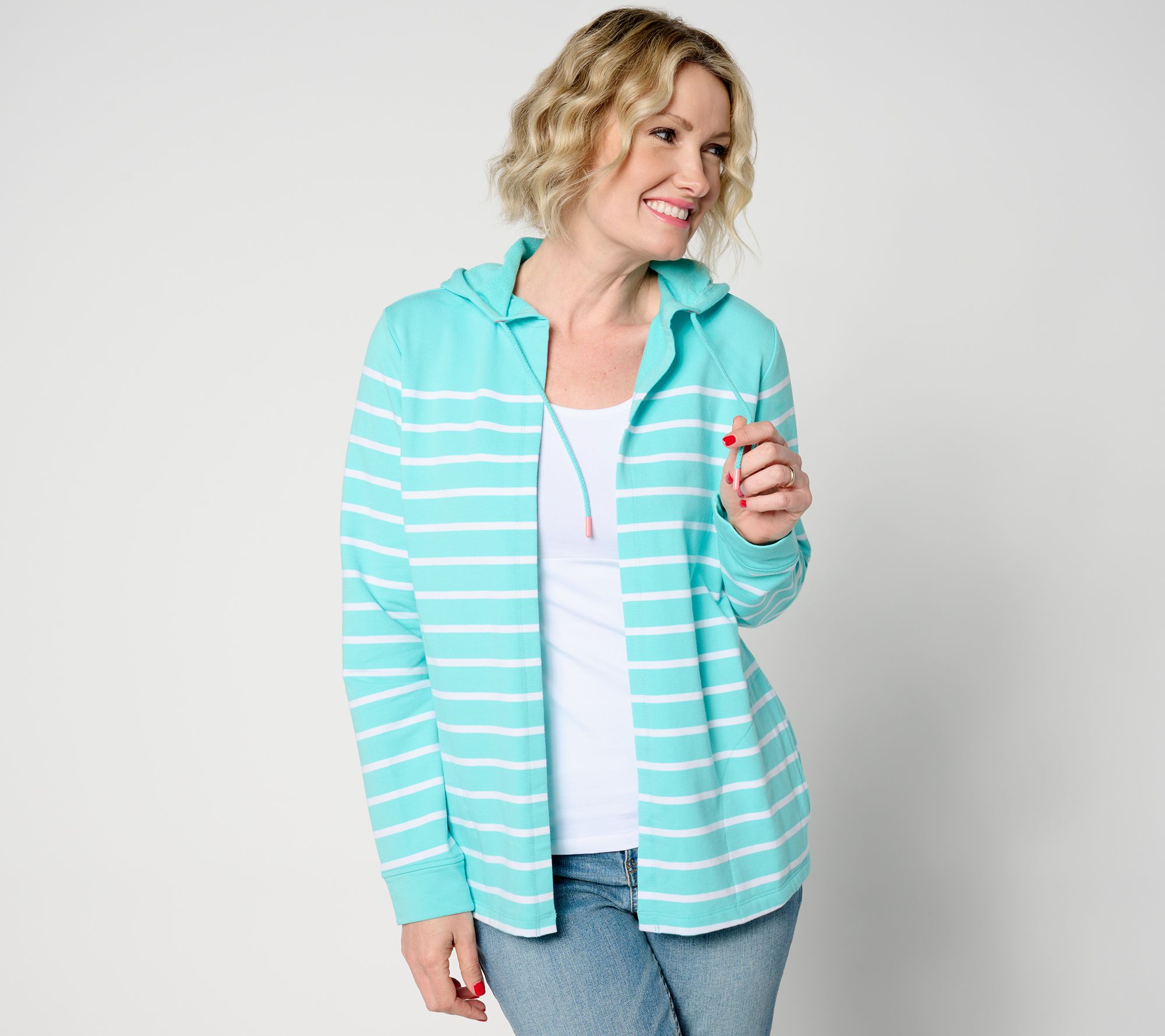 Denim & Co. Active Americana Petite French Terry Jacket