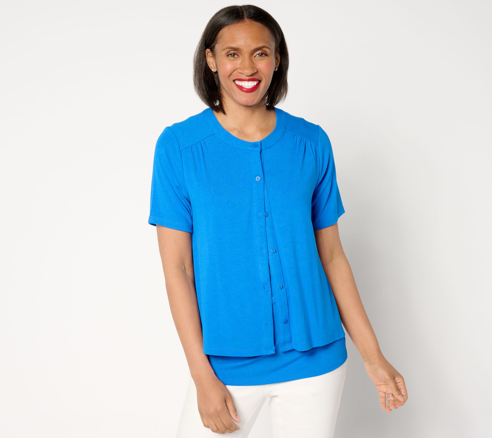 BEAUTIFUL by Lawrence Zarian Refined Knit Short Sleeve Cardigan