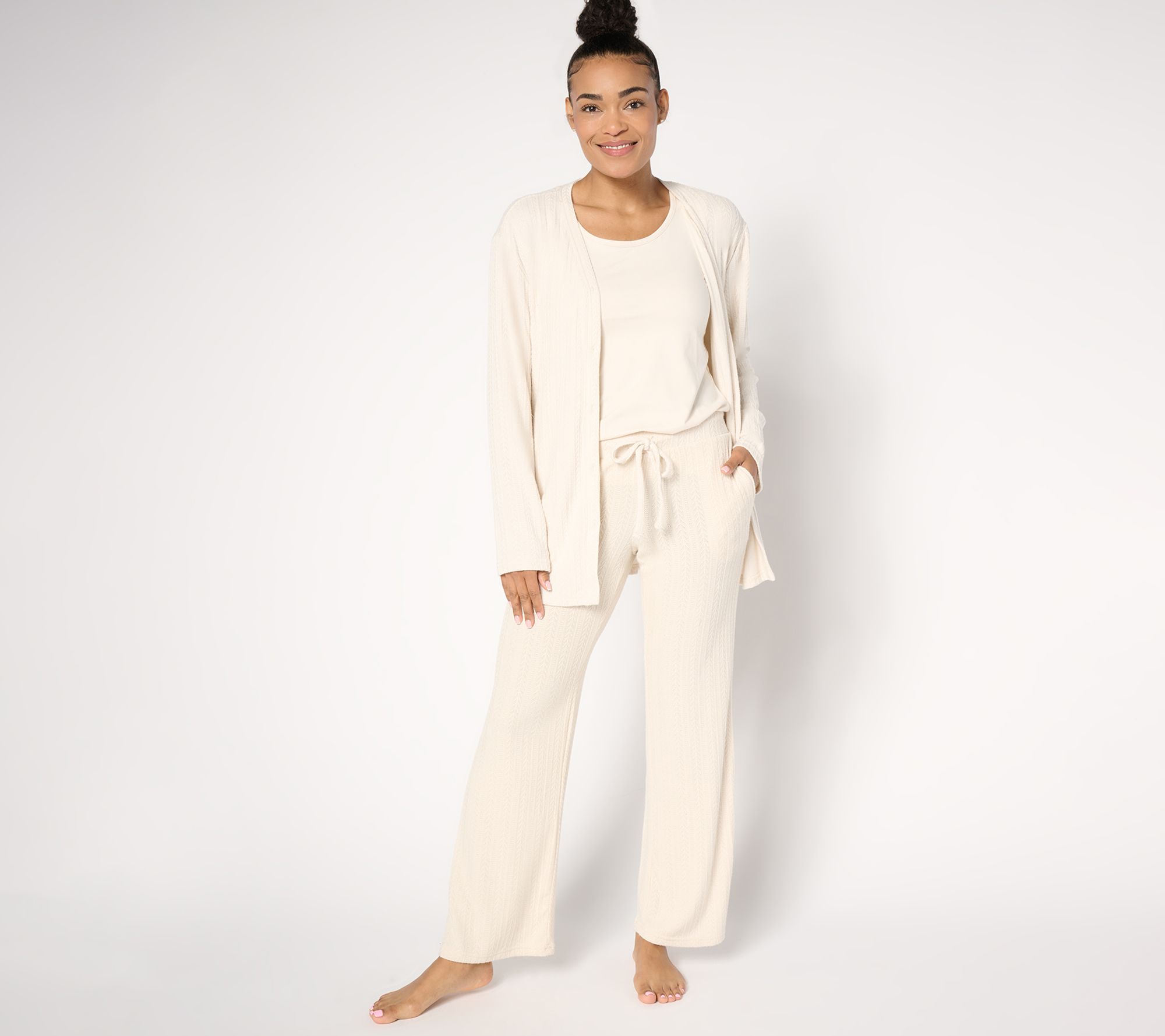 MUK LUKS Regular Cable Knit & Dream Cloud 3-Piece Lounge Set