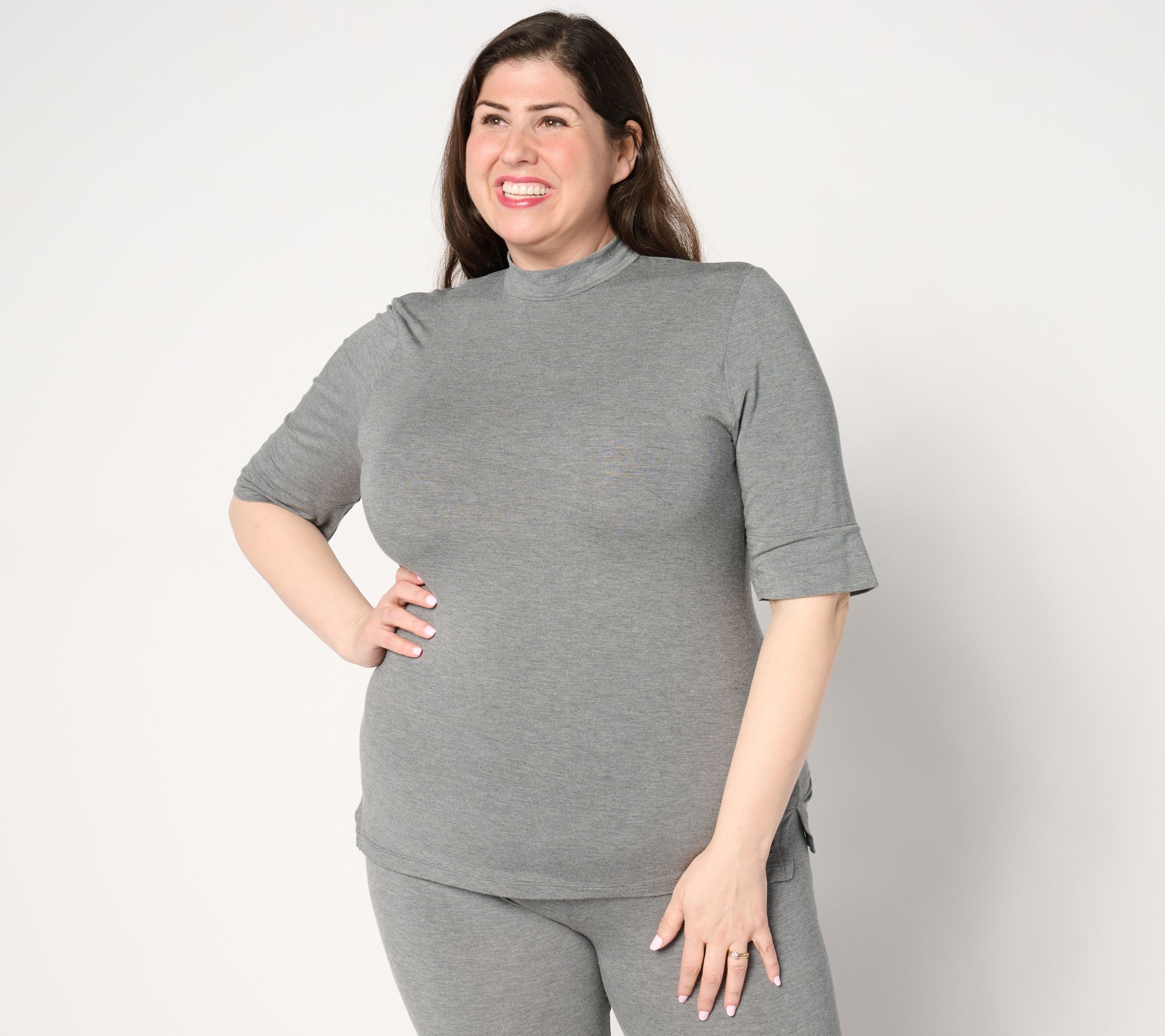 Cuddl Duds Layers Softwear with Stretch Mock Neck Tee