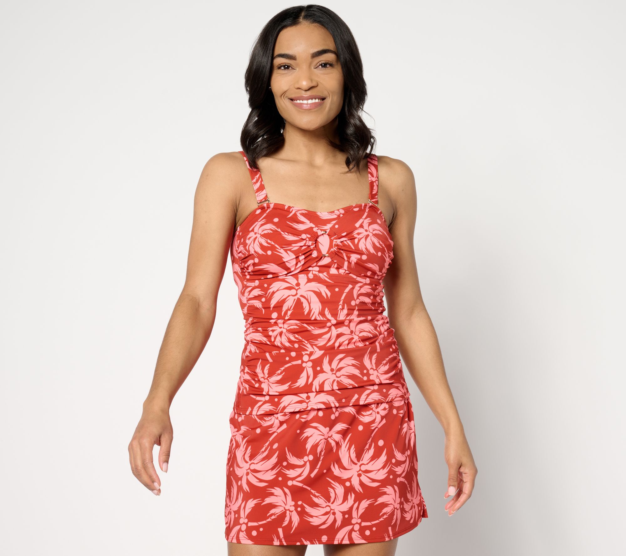 "As Is" Susan Graver Soleil Sweetheart Tankini with Ring Trim