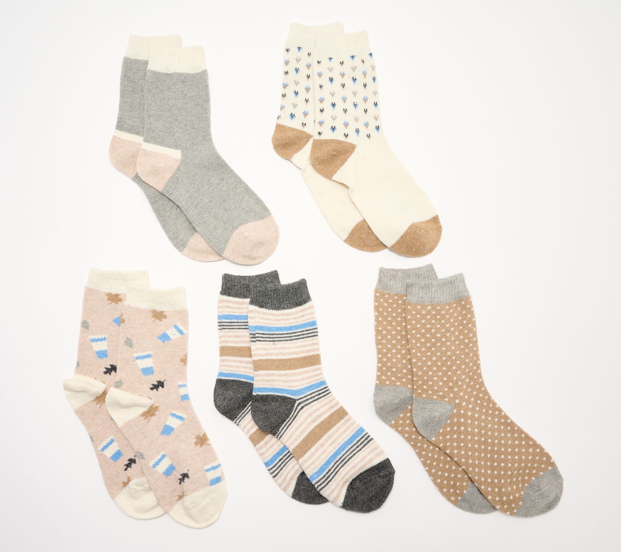 MUK LUKS Set of 5 Festive Fall Everyday Socks
