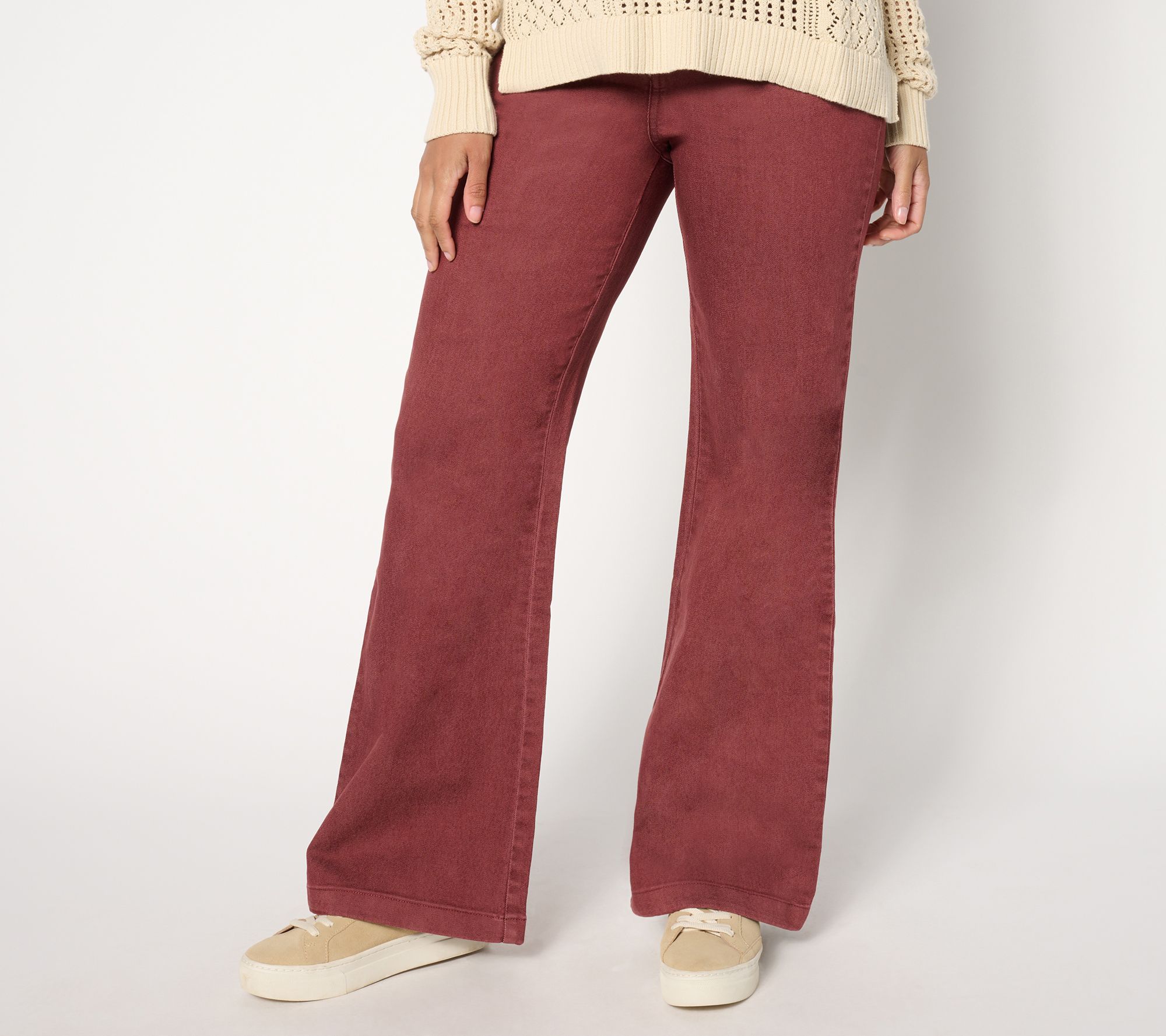 AnyBody Petite Washed Colored Denim Baby Flare Pants