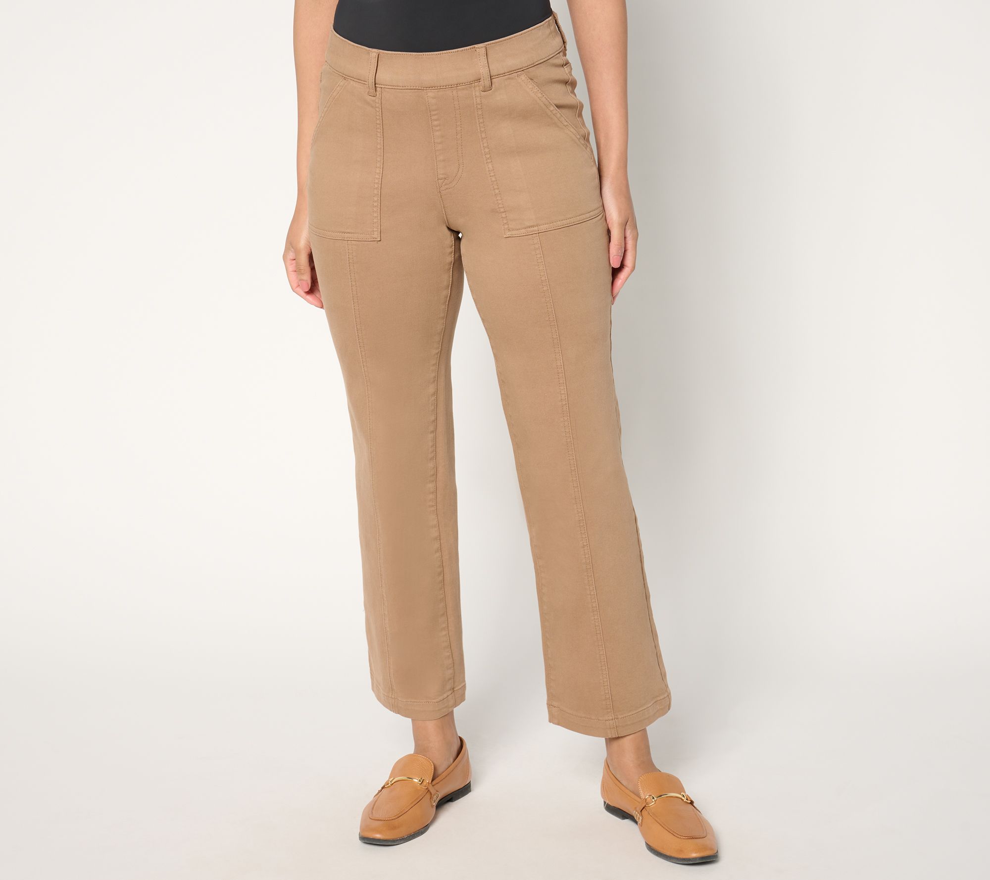 Isaac Mizrahi Live! Petite Colored Denim Straight-Leg Utility Jeans