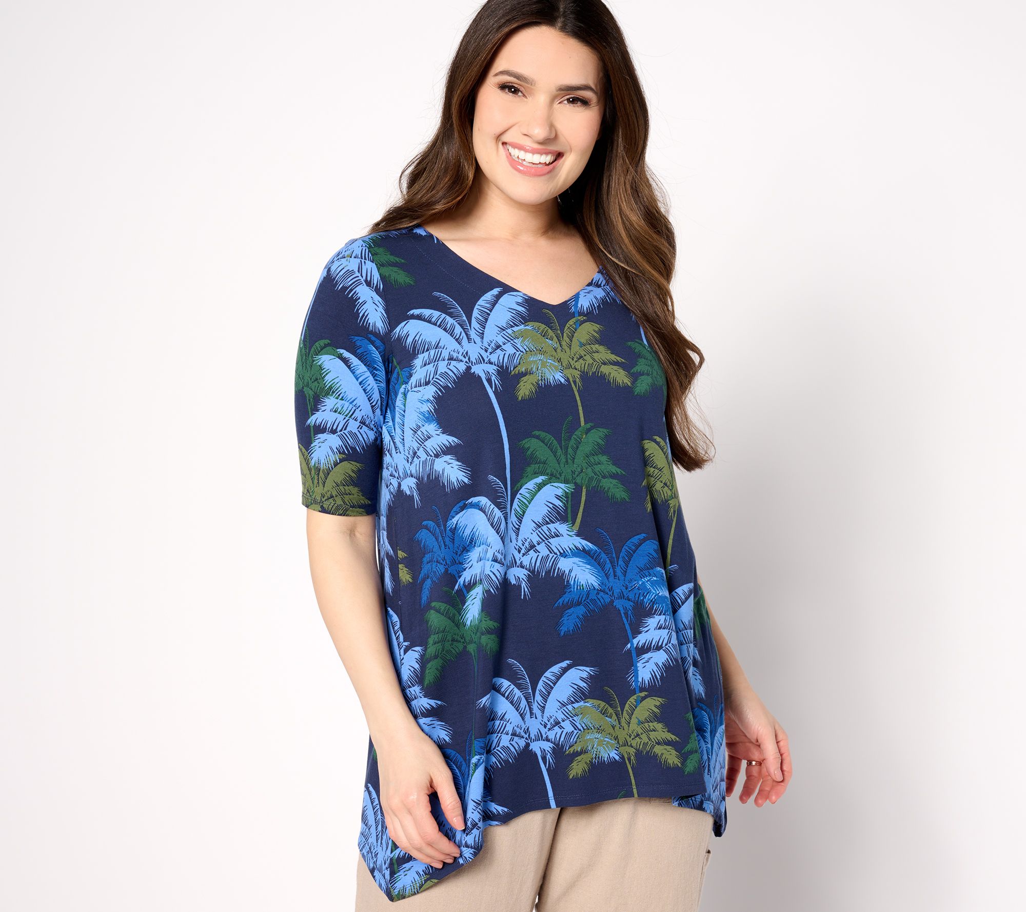 "As Is" Belle Beach by Kim Gravel Rayon Spandex Elbow Sleeve Tunic