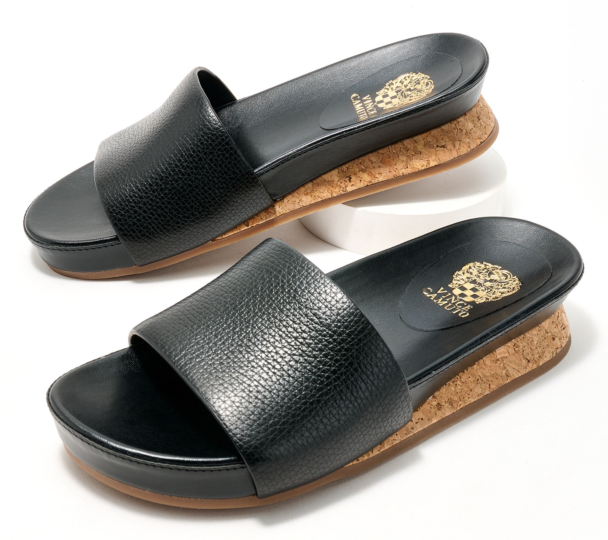 "As Is" Vince Camuto Leather Slide Sandals- Febba