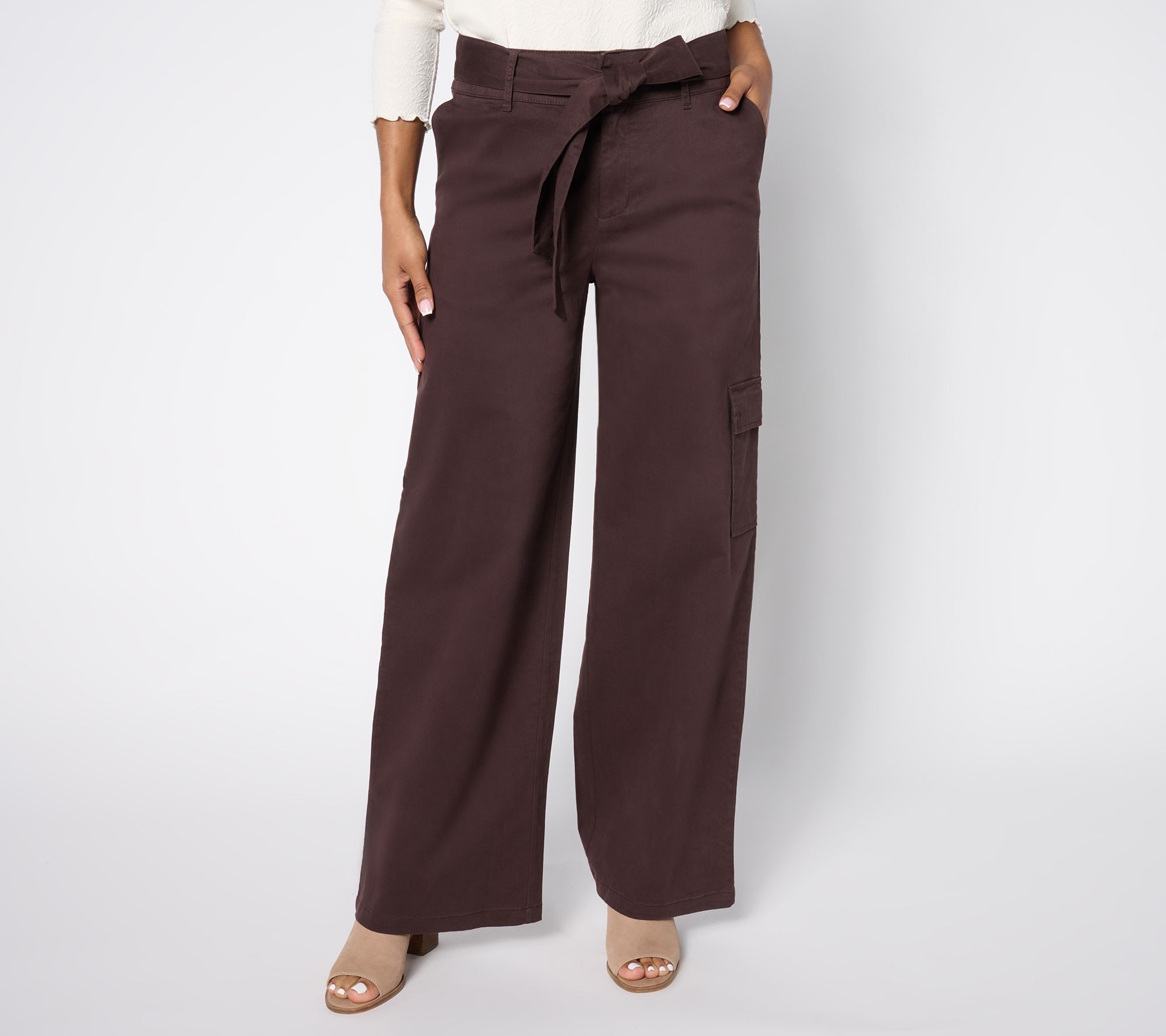 "As Is" Me by Jennie Garth Regular Rowen Wide Leg Pants with Self Belt