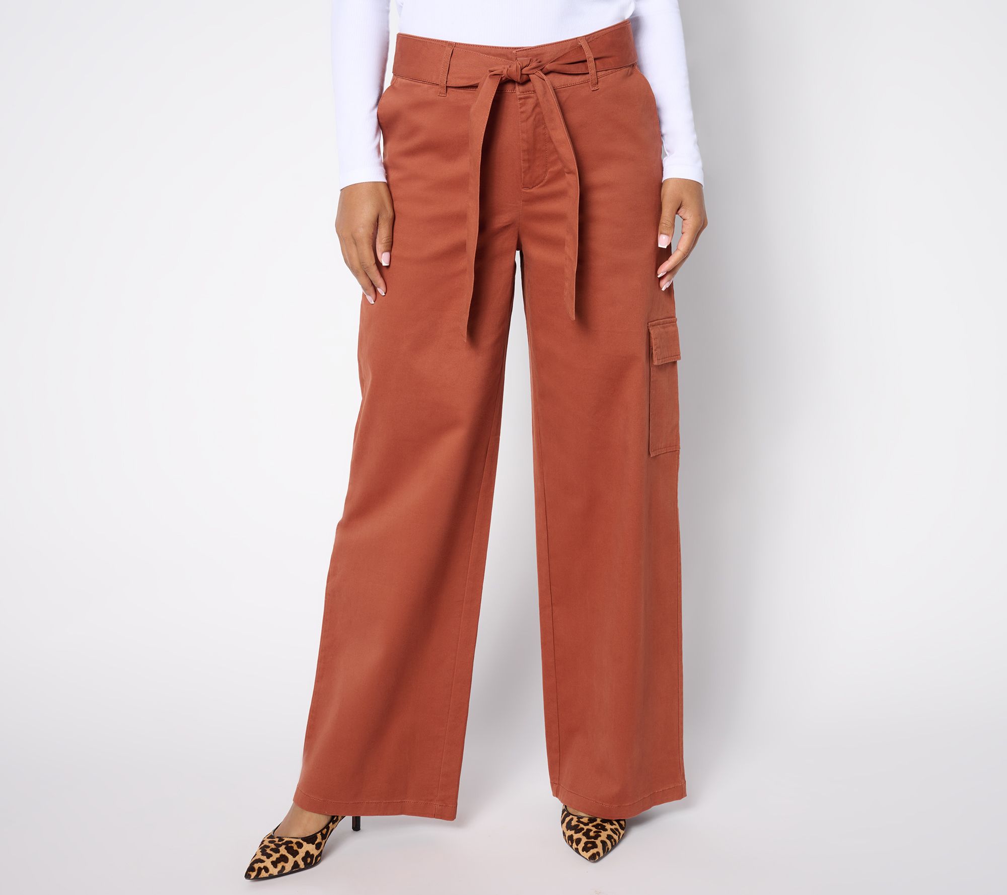 "As Is" Me by Jennie Garth Regular Rowen Wide Leg Pants with Self Belt