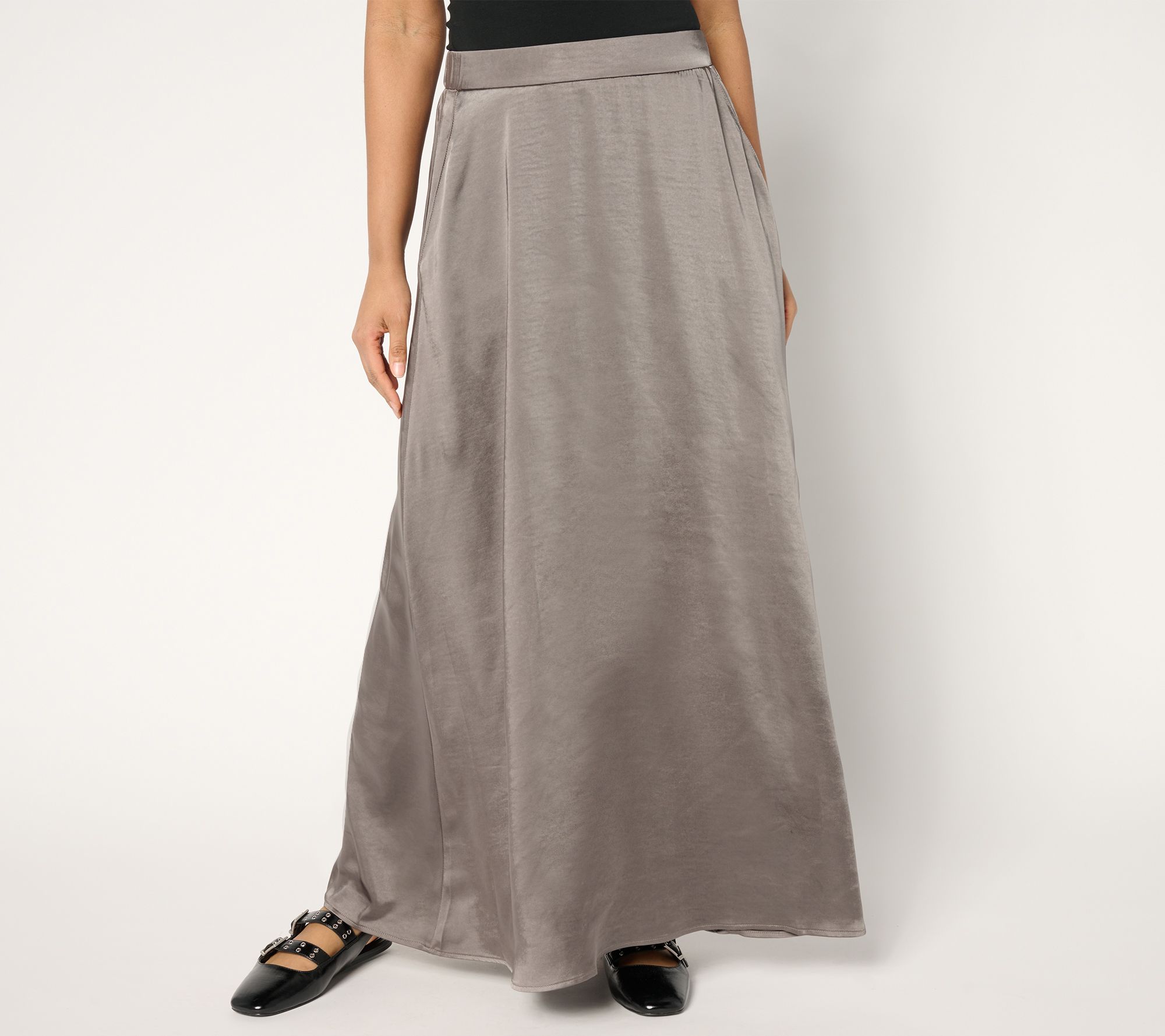 by Stacy London Regular Pull-On Satin Maxi Skirt