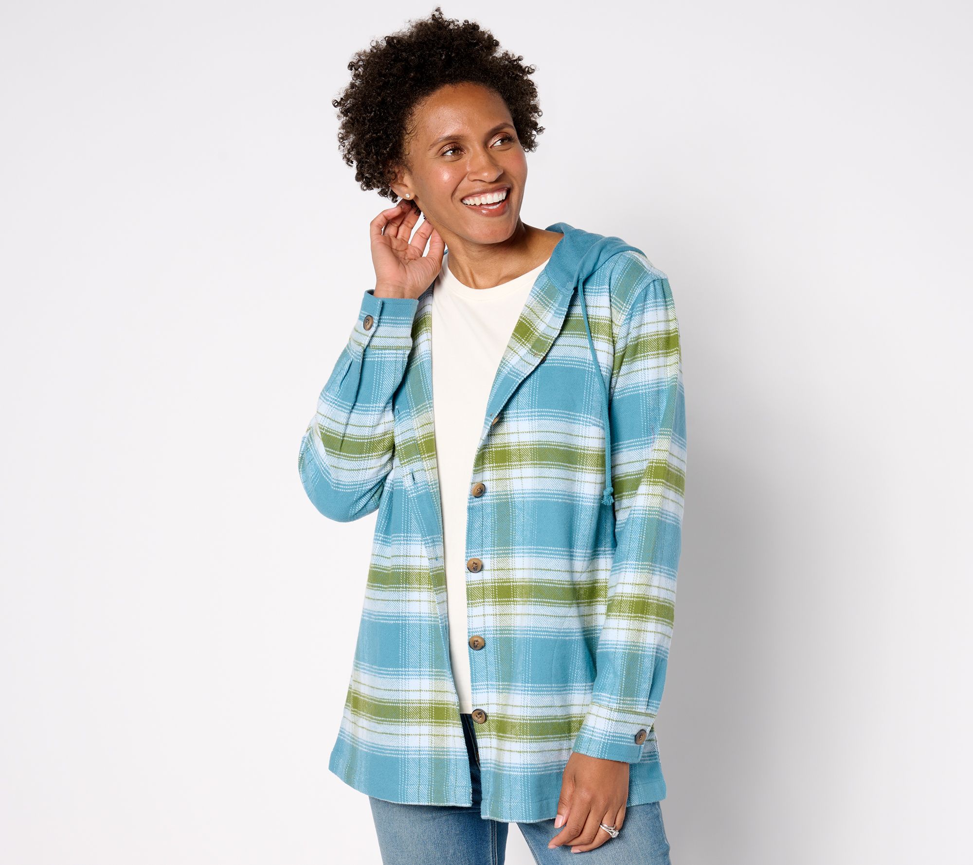 "As Is" Belle by Kim Gravel Hooded Plaid Shacket
