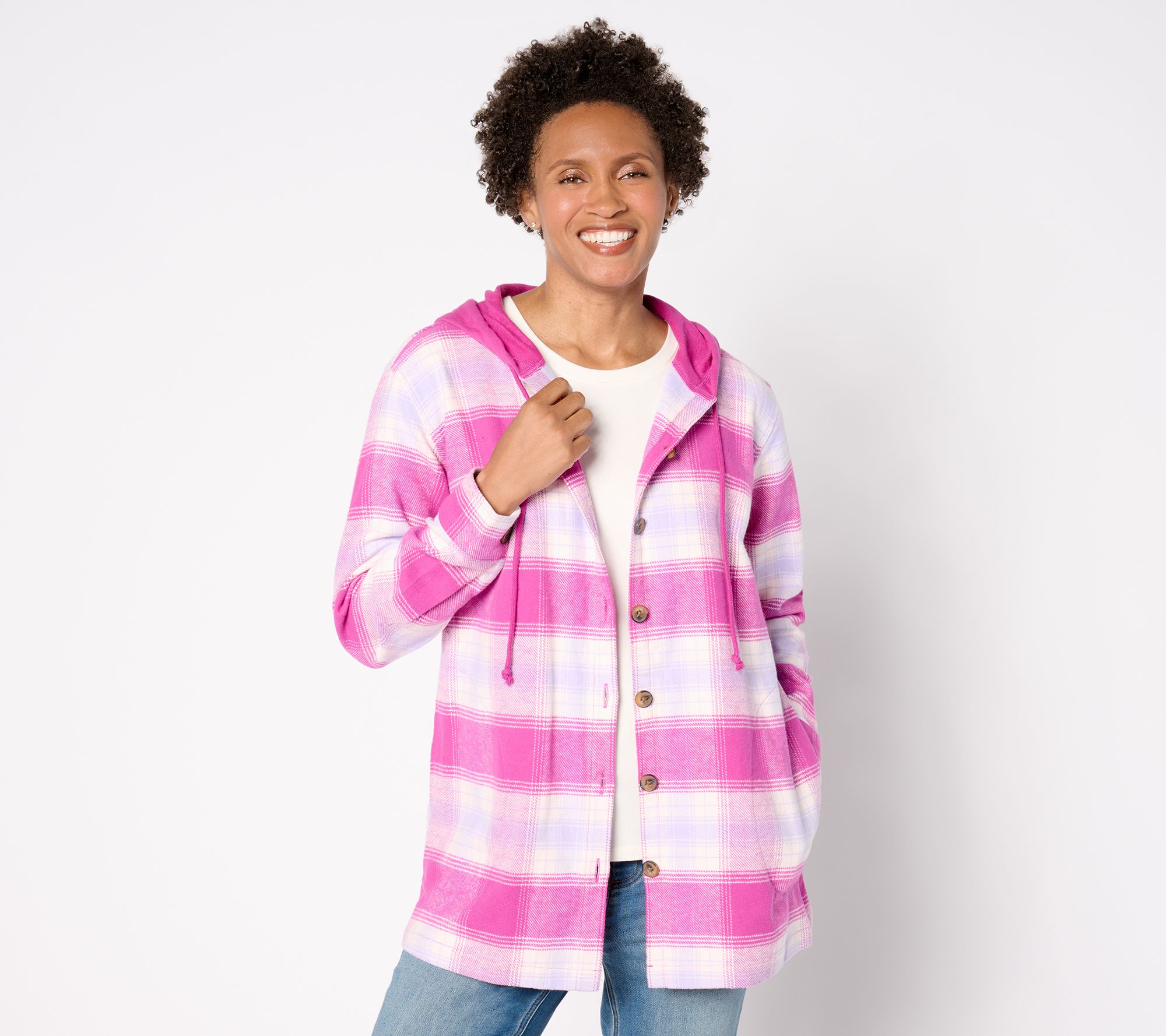 "As Is" Belle by Kim Gravel Hooded Plaid Shacket