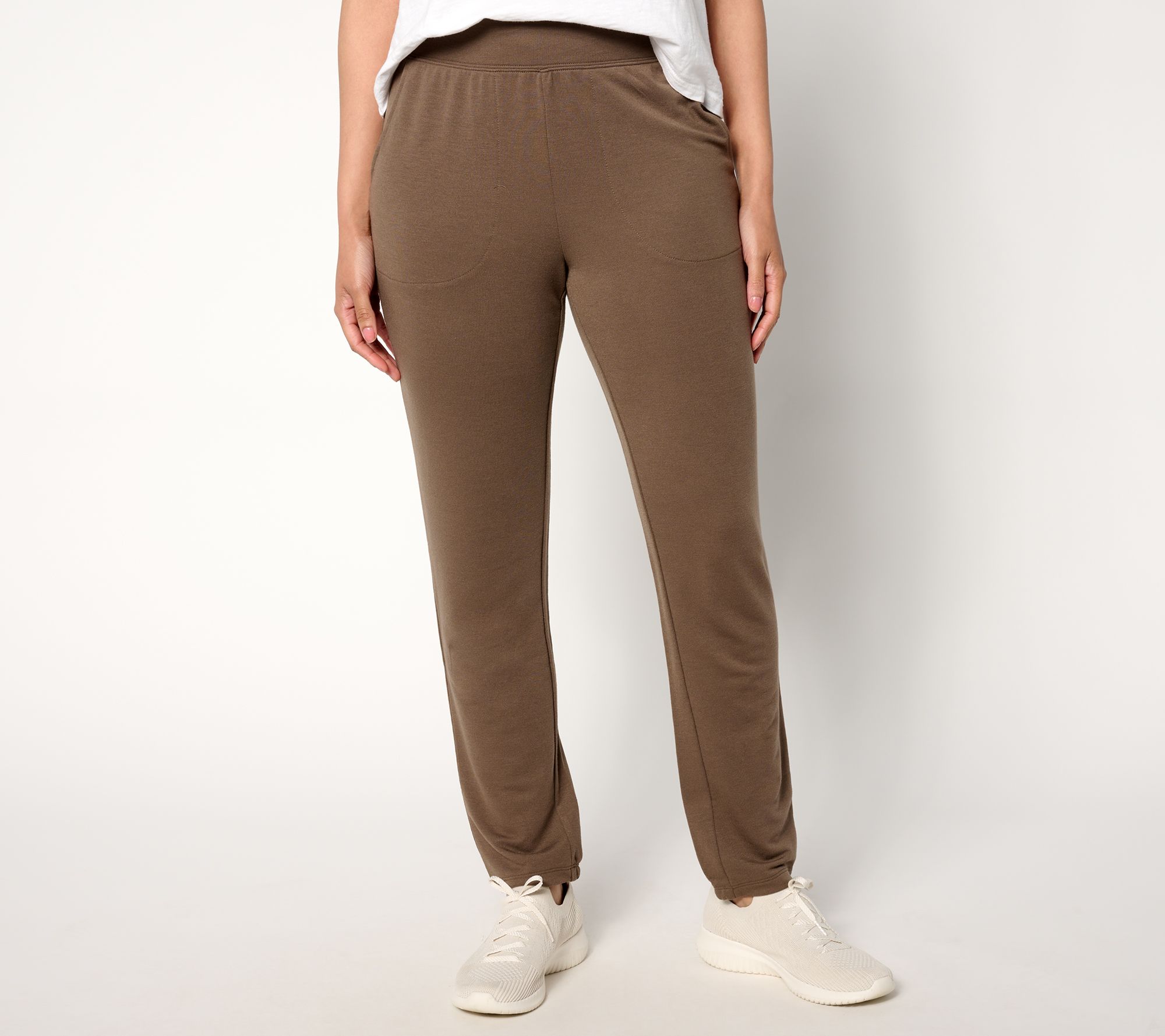"As Is" Denim & Co. Active Pet Soft Blend Knit Slim Straight Ankle Pant