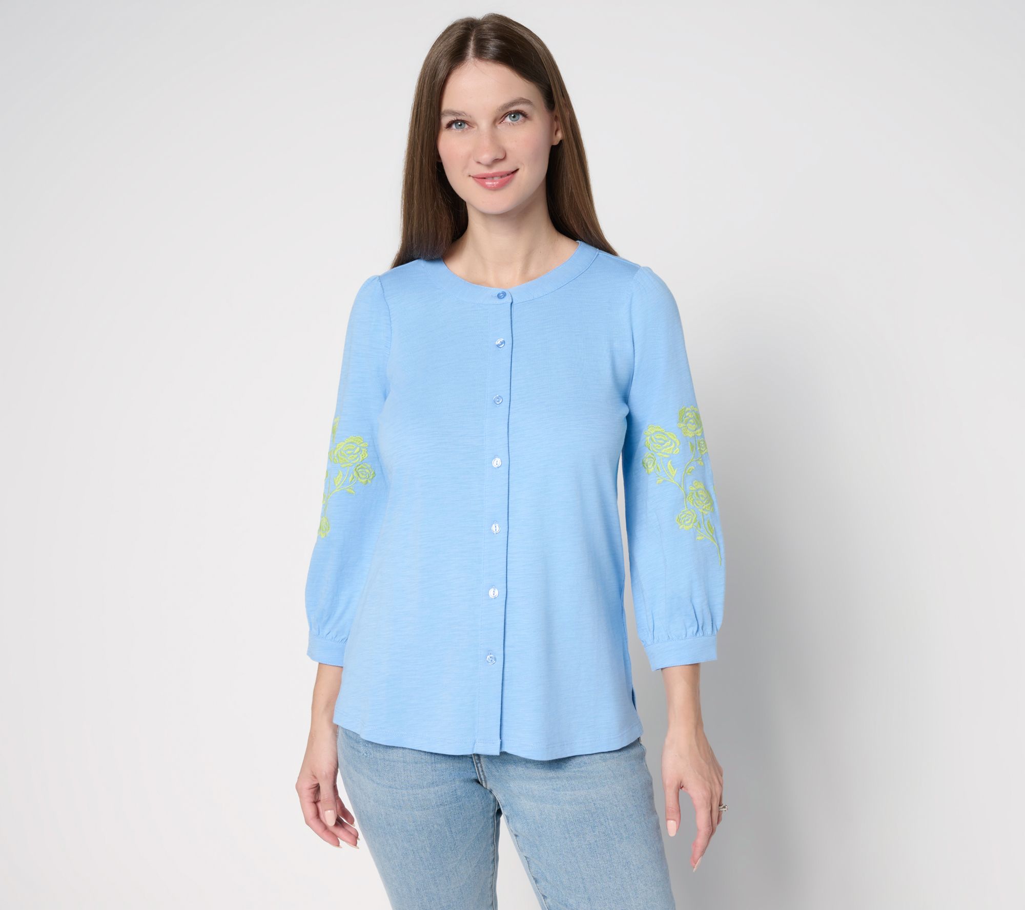 Belle by Kim Gravel Slub Knit Summer Rose Blouse