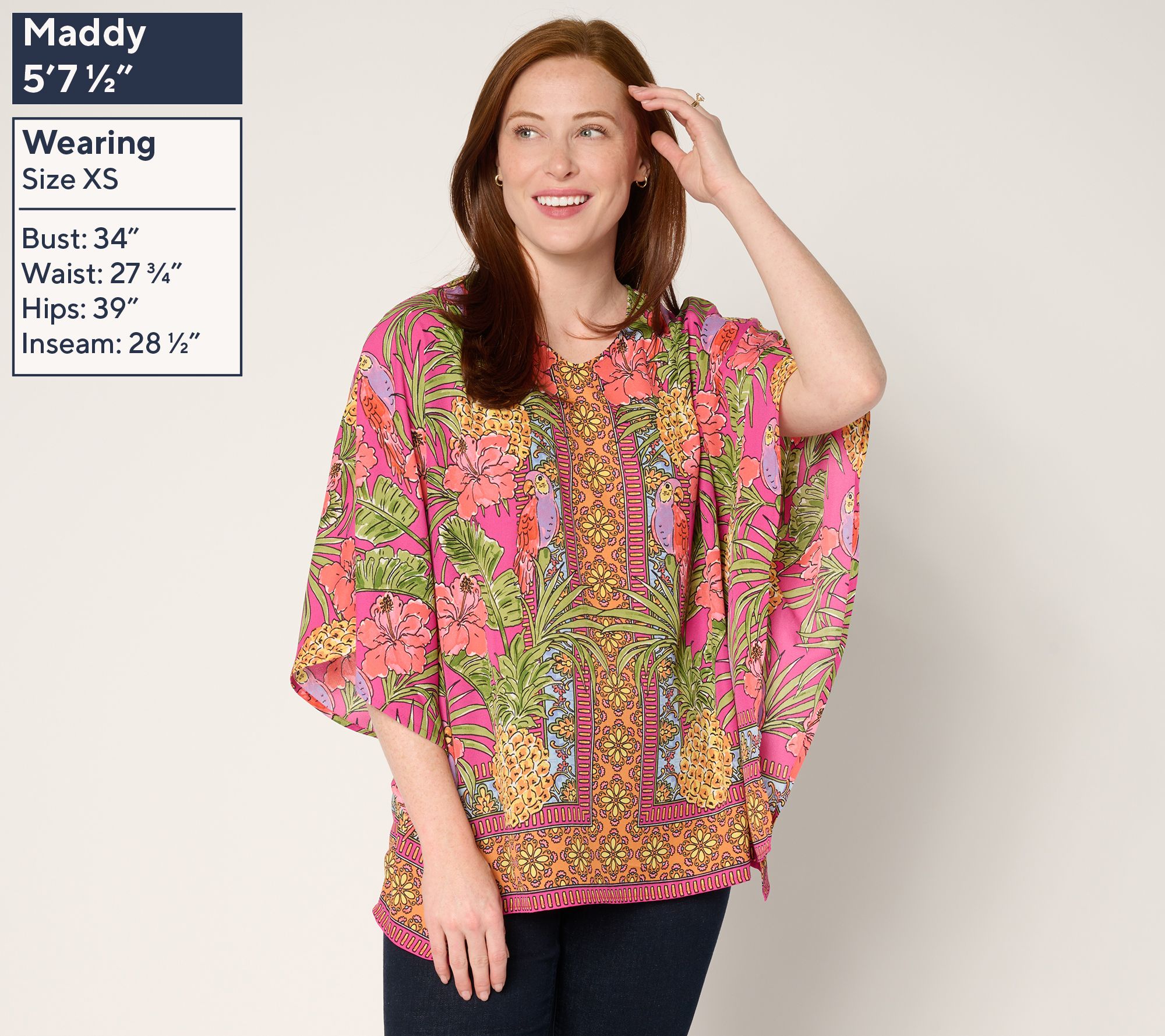 Quacker Factory Tropical Heat Border Print Top - QVC.com