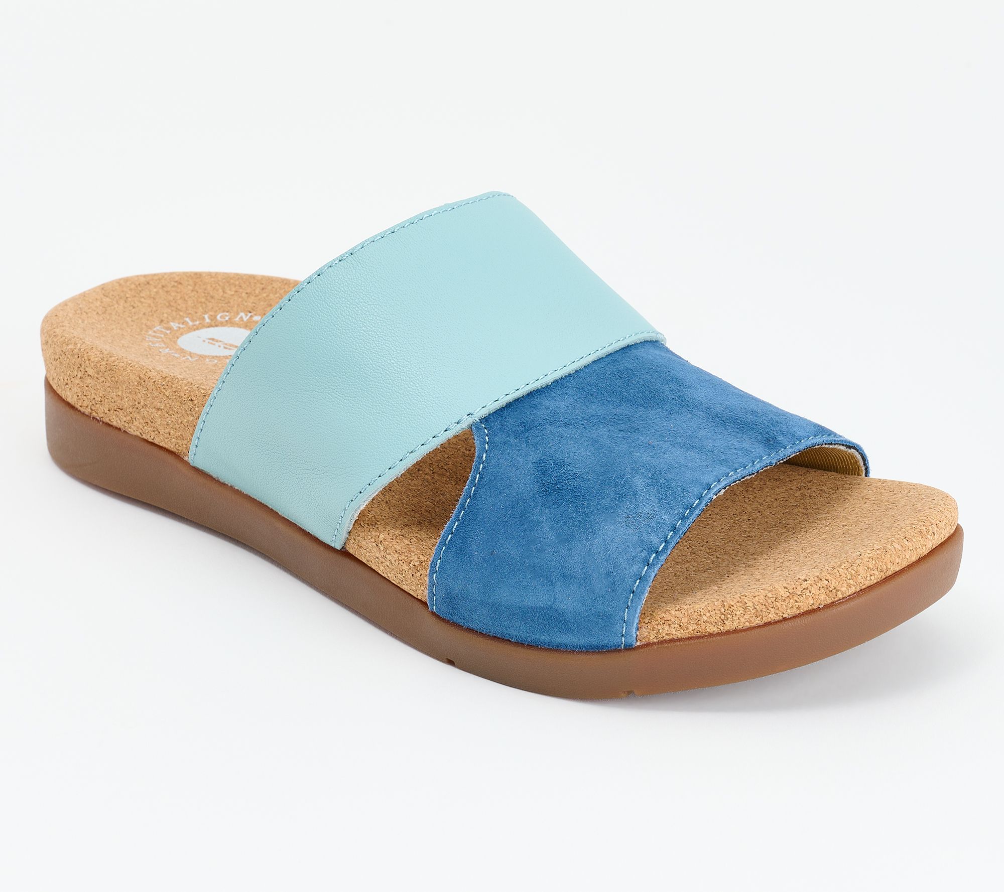 Revitalign Orthotic Two-Tone Leather Slide Sandals -Basque